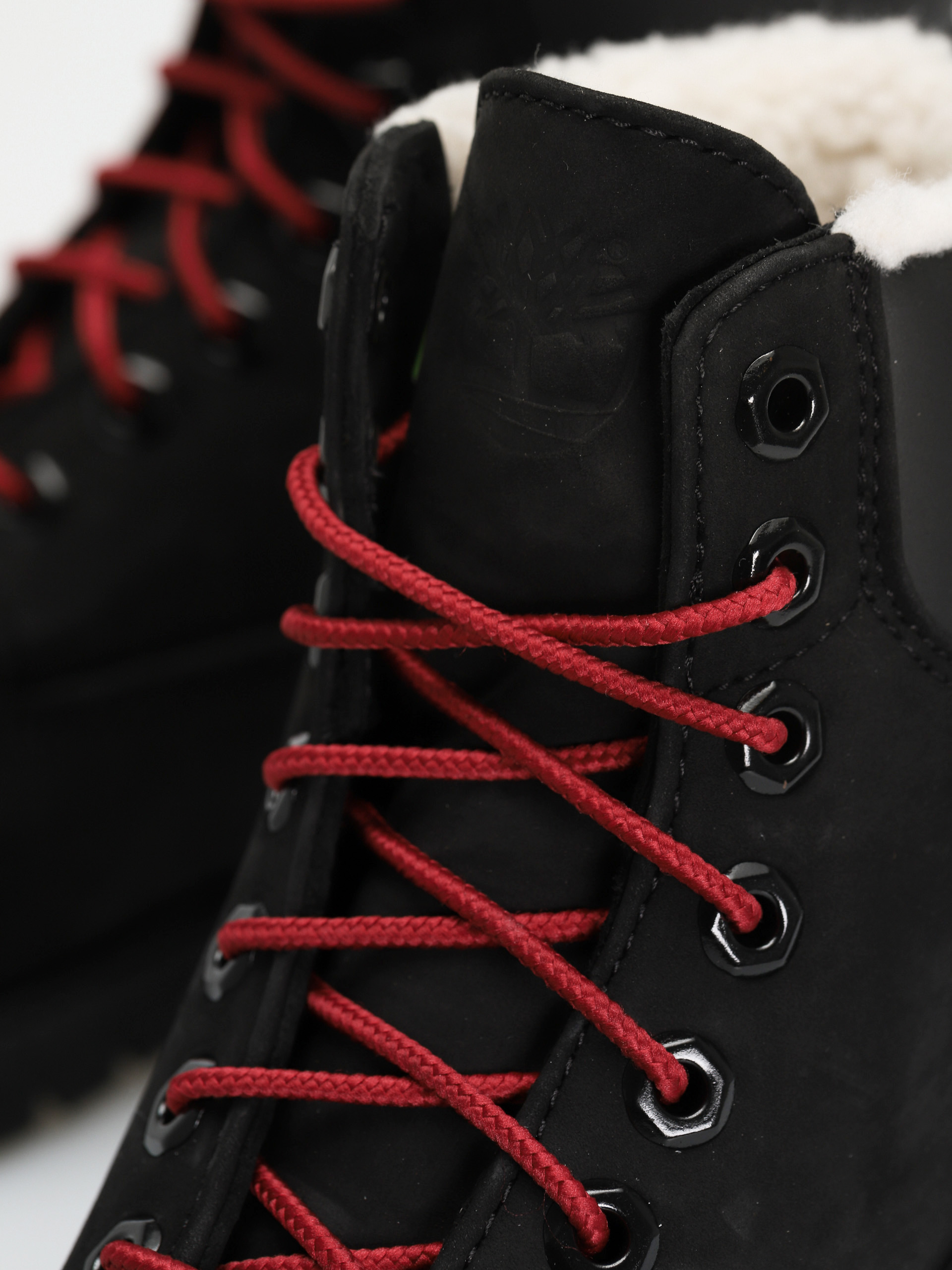 Pantofi Timberland 6 In Premium Fur/Warm Lin (black nubuck/red)