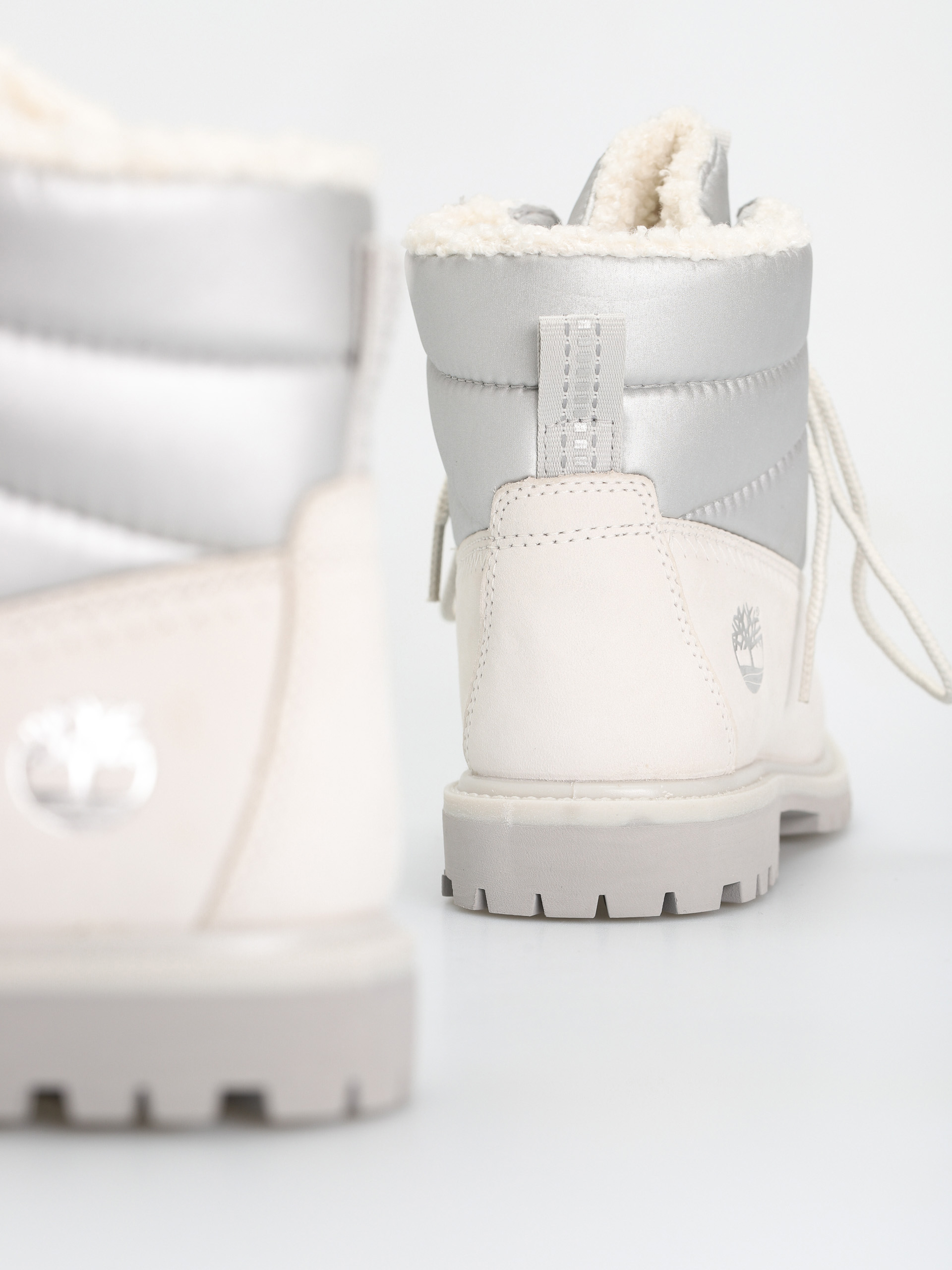 Pantofi Timberland 6 Prem Puffer Bt Wp Wmn (white nubuck/silver)