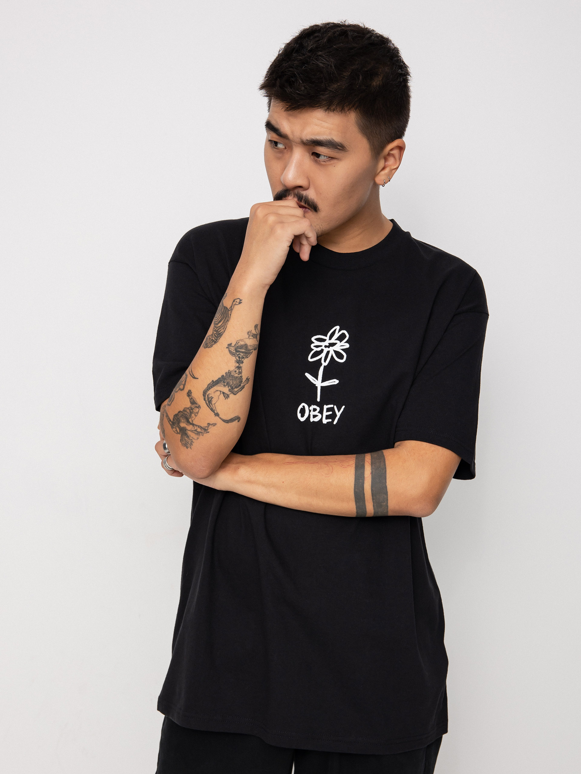 Tricou OBEY Obey Flower Doodle (black)