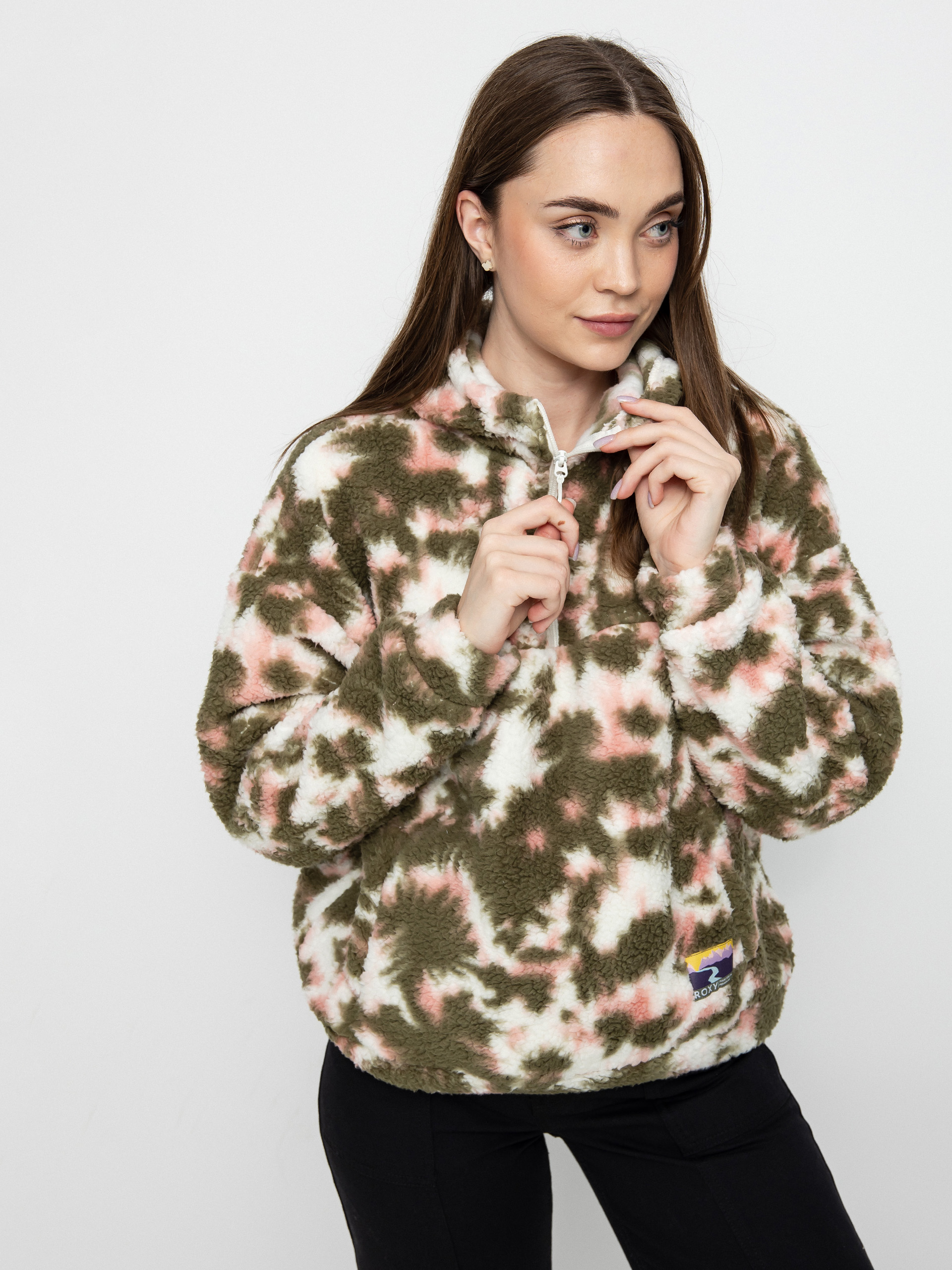 Pentru femei Hanorac din fleece Roxy Like A Lucky Day Printed (deep lichen green nimal)