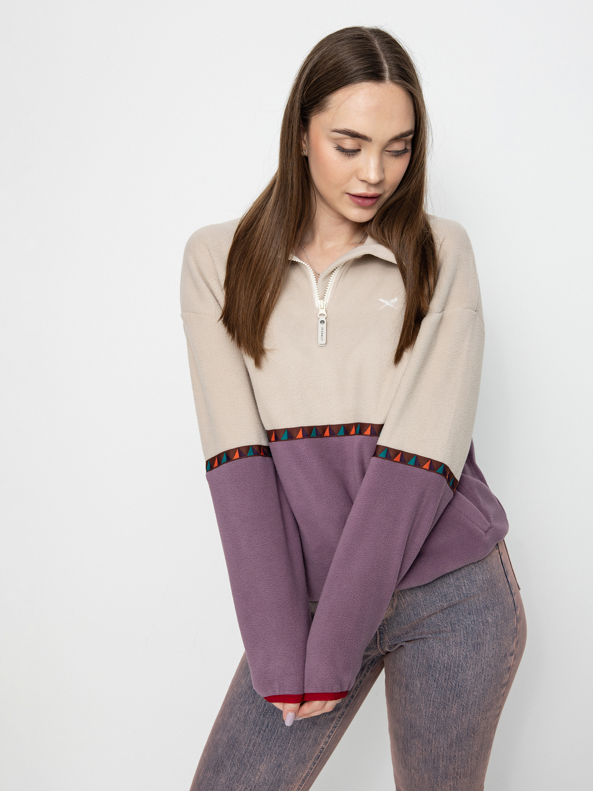 Pentru femei Hanorac din fleece Iriedaily Holina Fleece Troyer (beige)