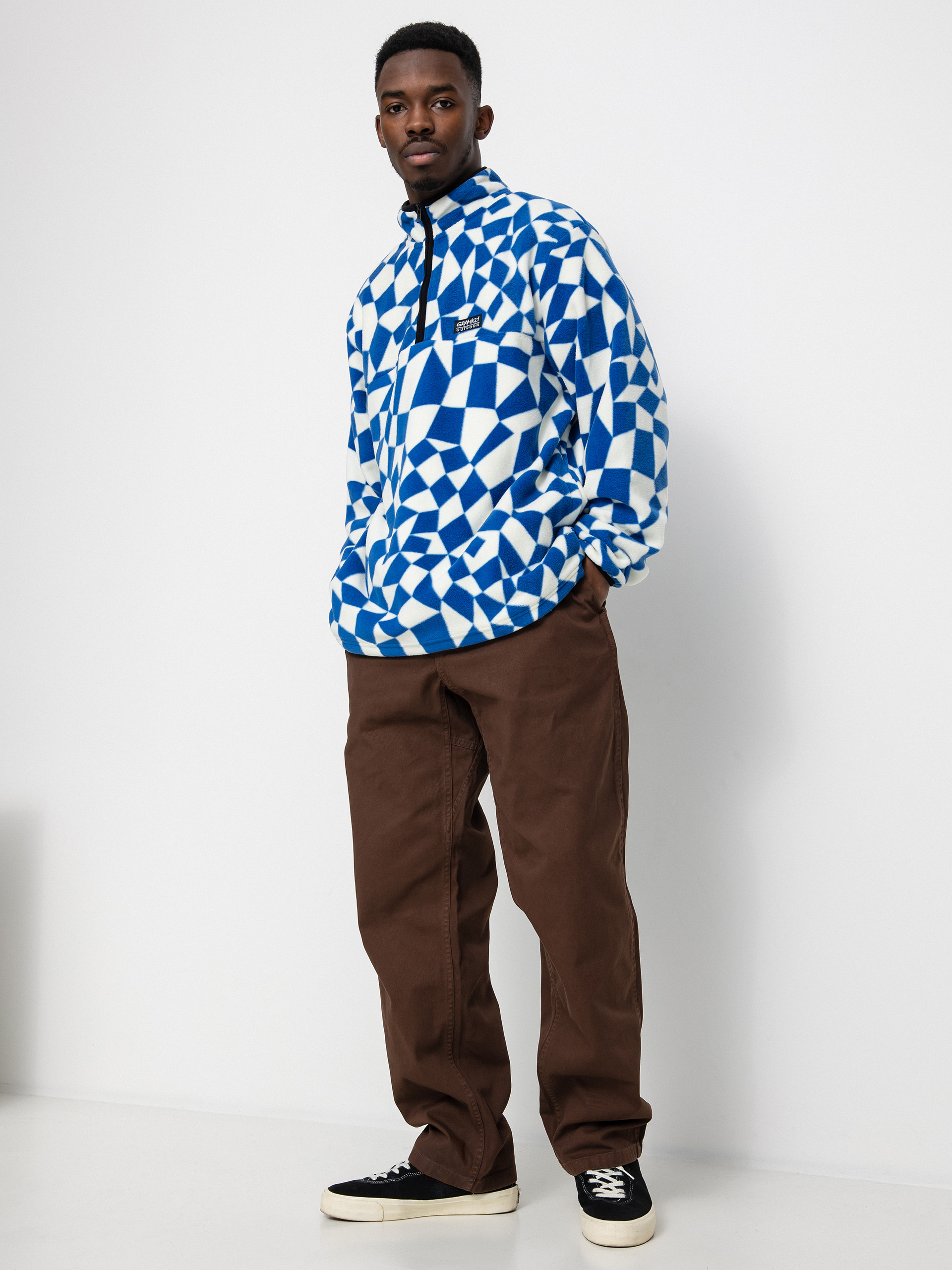 Hanorac din fleece Gramicci Mock Neck (blue check)