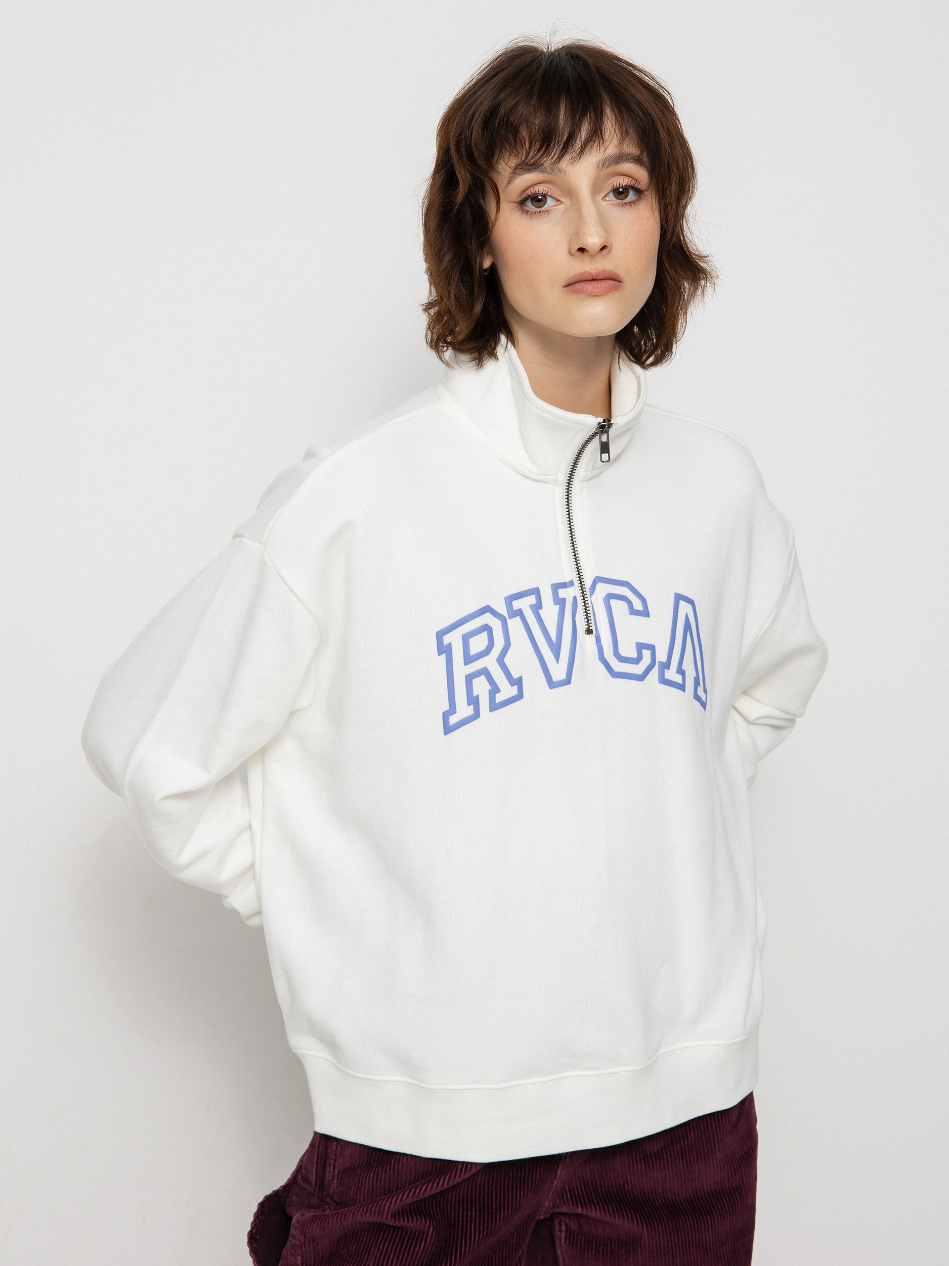 Hanorac cu glugă RVCA Arched HD Wmn (vintage white)