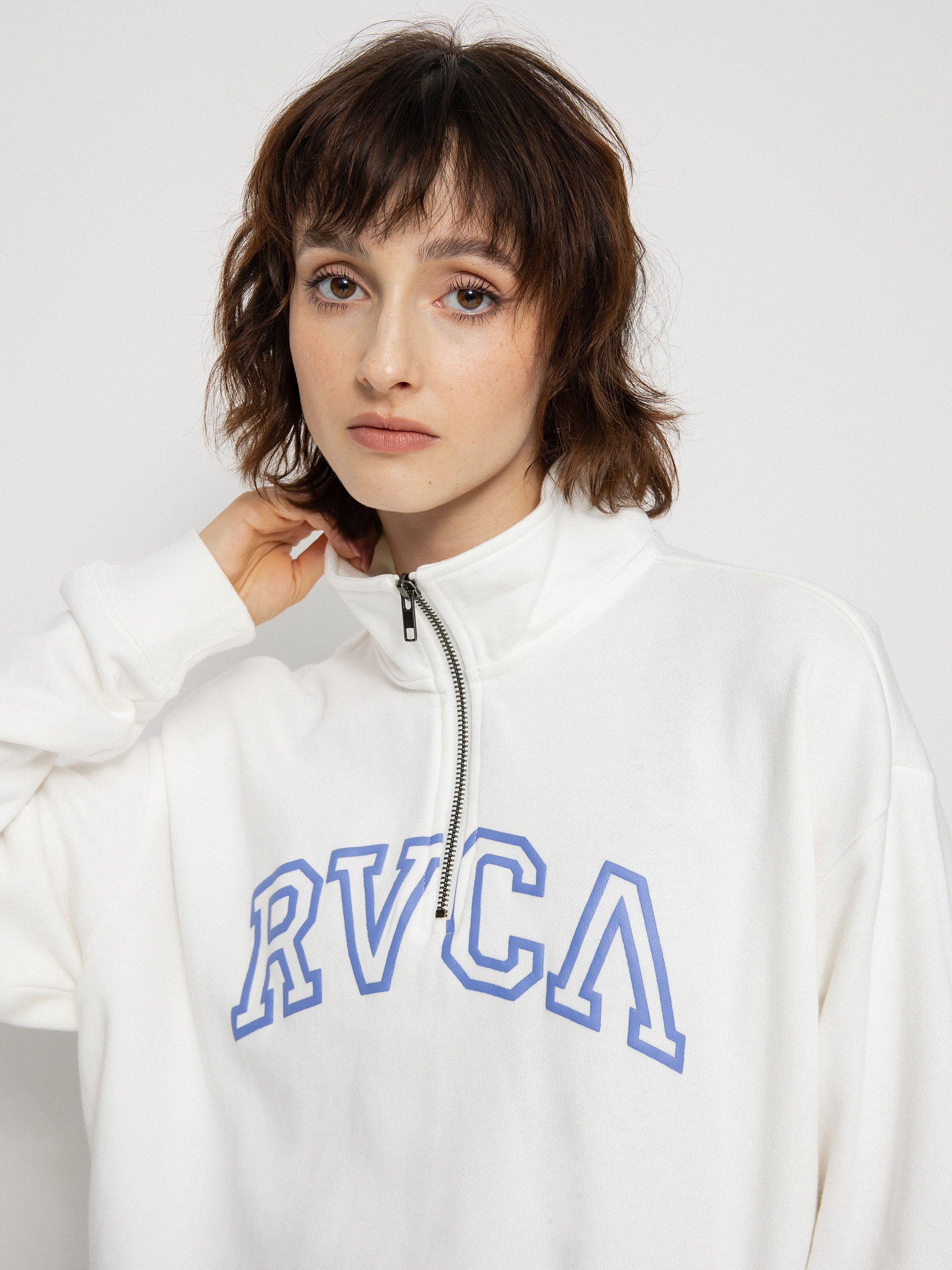 Hanorac cu glugă RVCA Arched HD Wmn (vintage white)