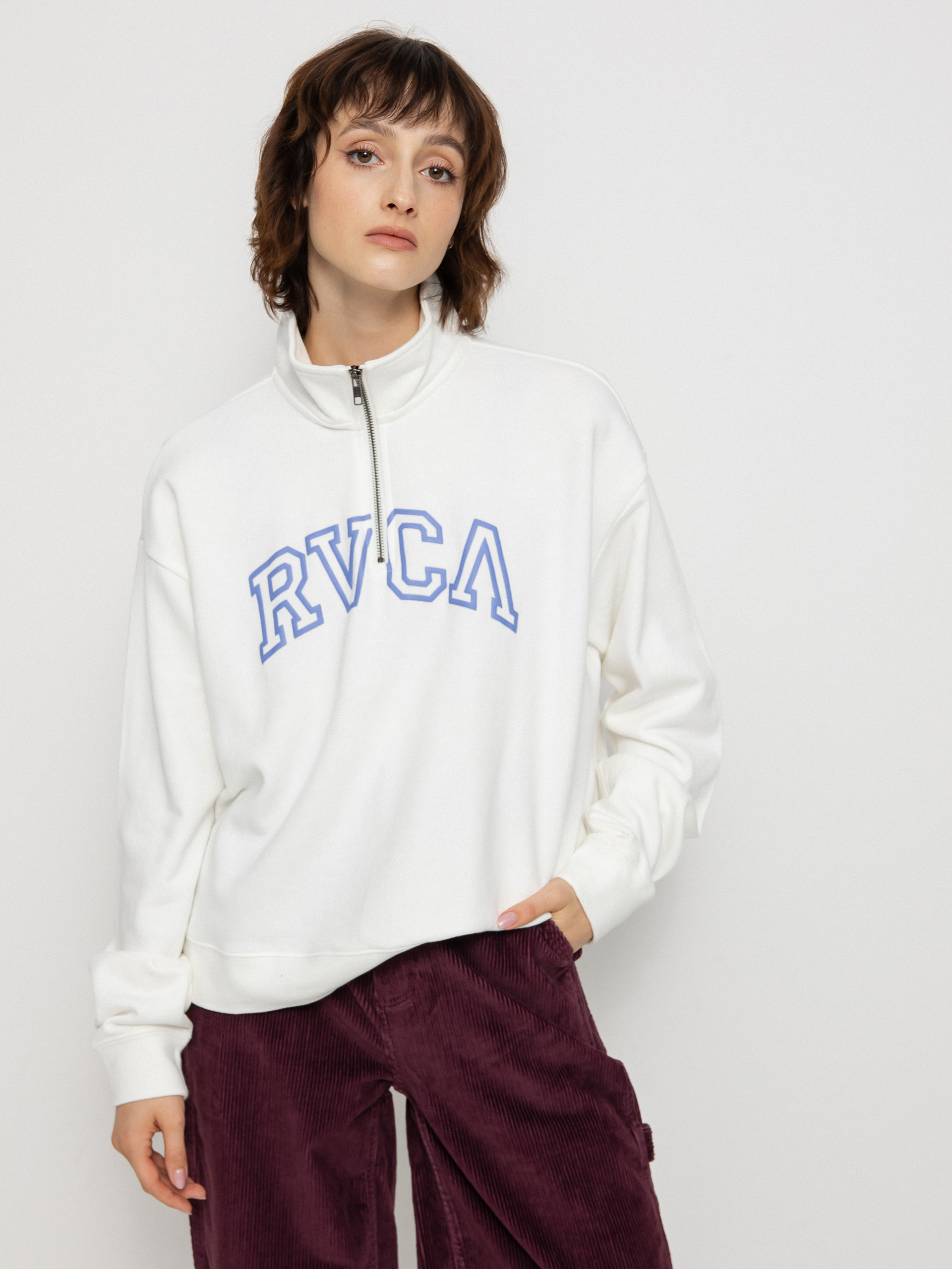 Hanorac cu glugă RVCA Arched HD Wmn (vintage white)