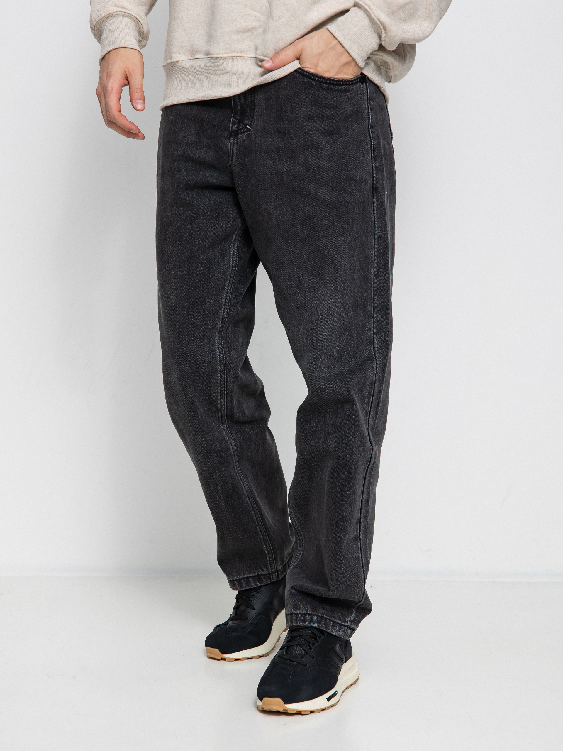 Pantaloni MassDnm Slang Jeans Baggy Fit - negru (black washed)