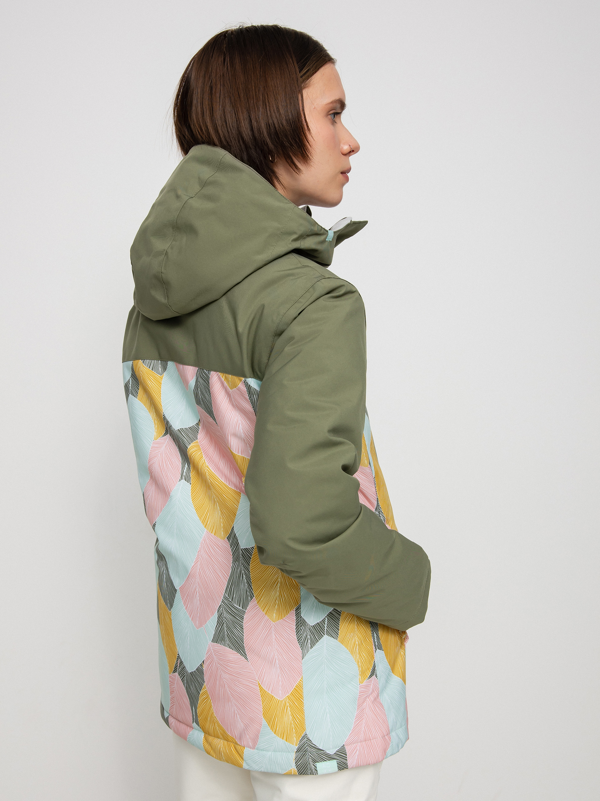 Pentru femei Geacă de snowboard Roxy Galaxy Print Block (deep lichen green la palmeraie)