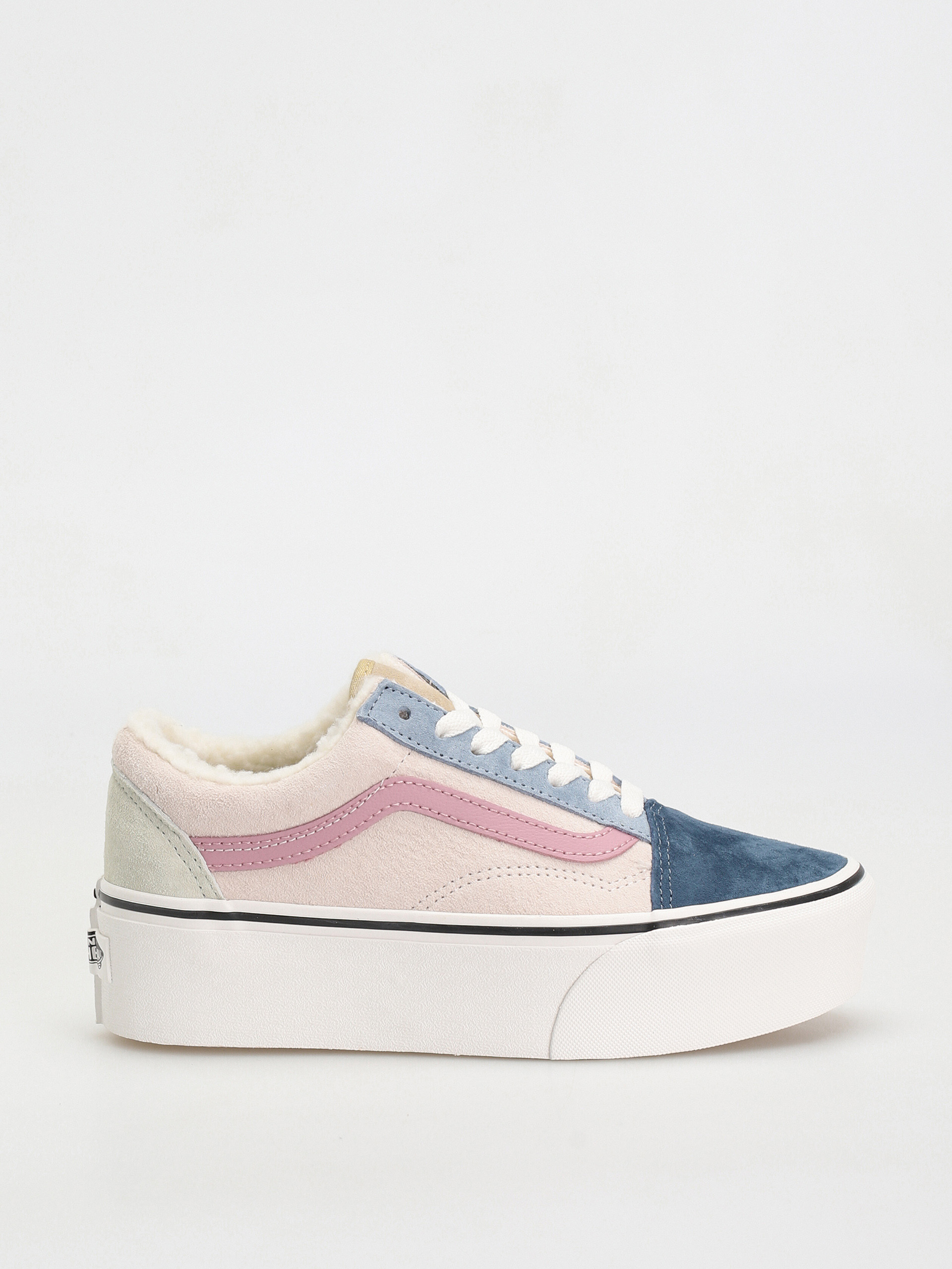 Pantofi Vans Old Skool Stackform (pig suede/sherpa multi color)