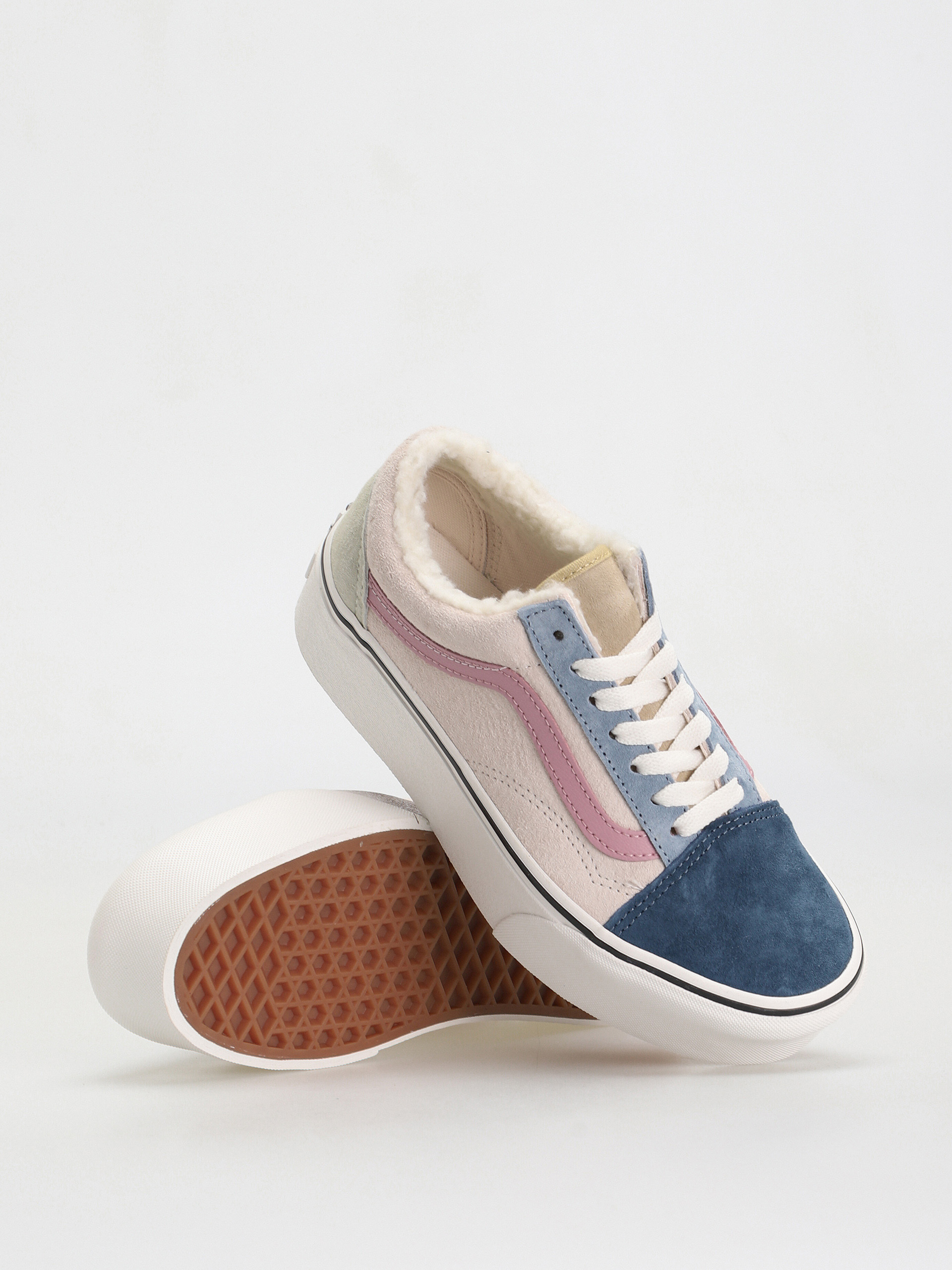 Pantofi Vans Old Skool Stackform (pig suede/sherpa multi color)