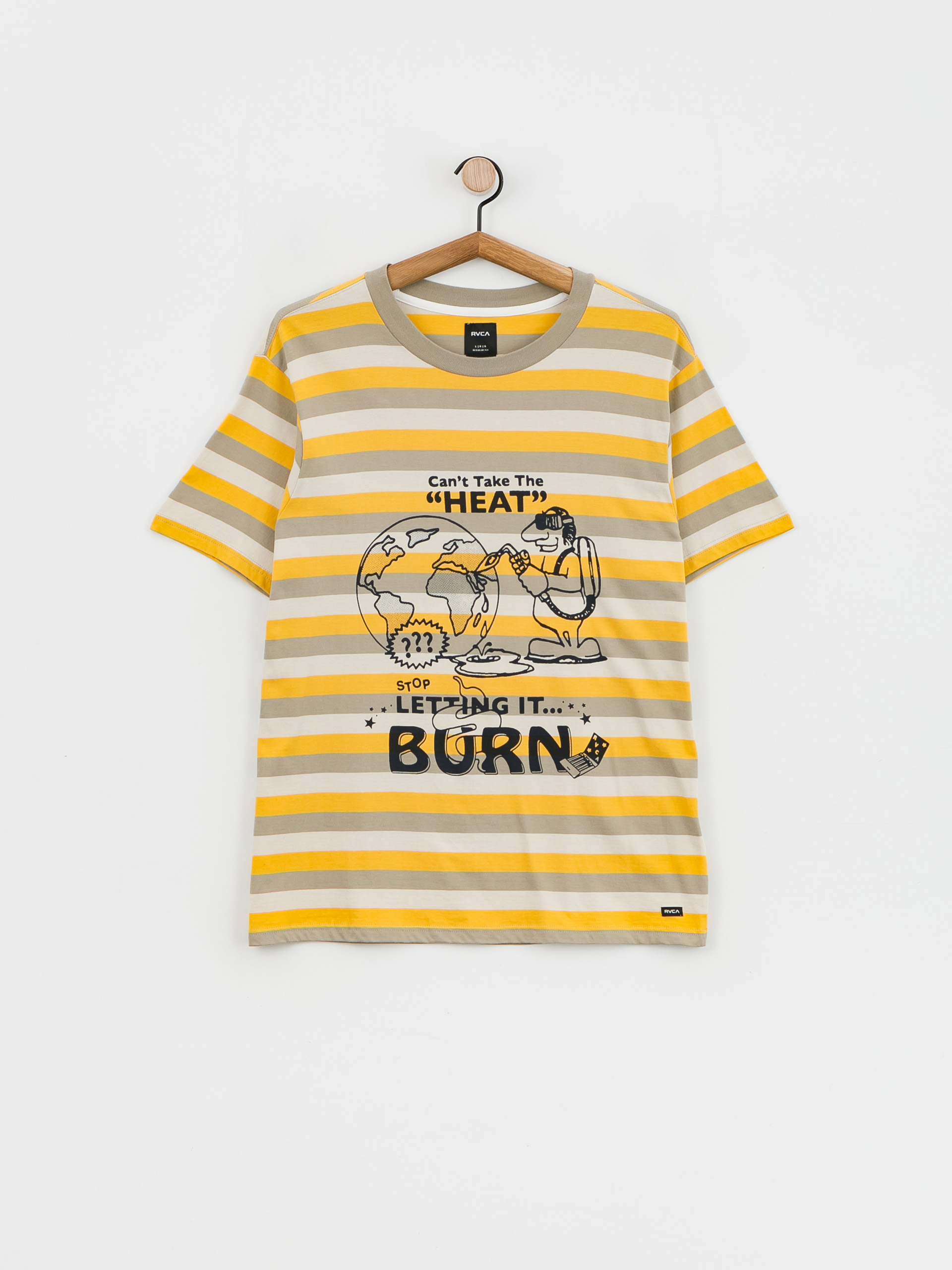 Tricou RVCA Daybreak Stripe Crew (vintage gold)