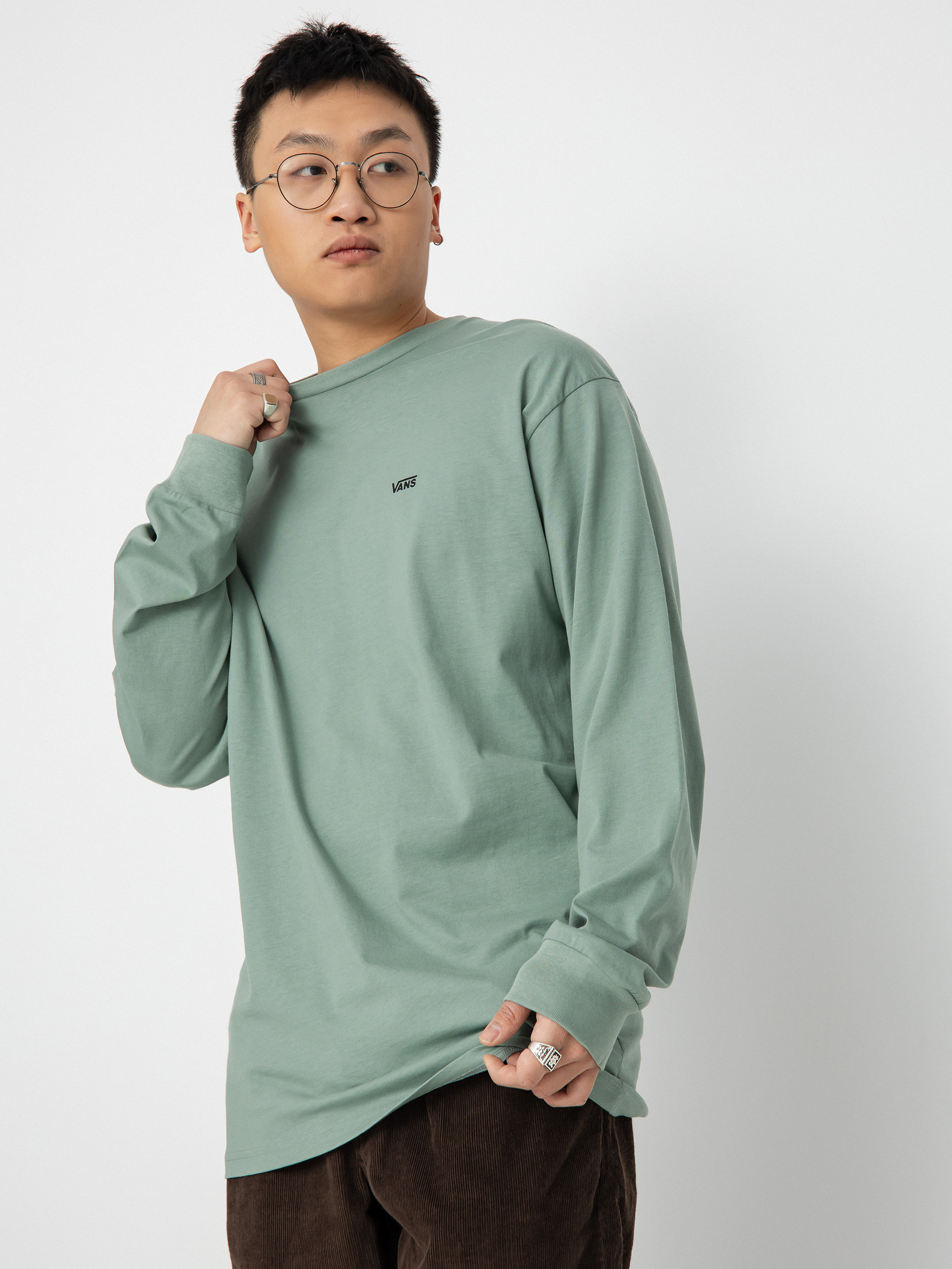 Longsleeve Vans Left Chest Hit (chinois green/black)