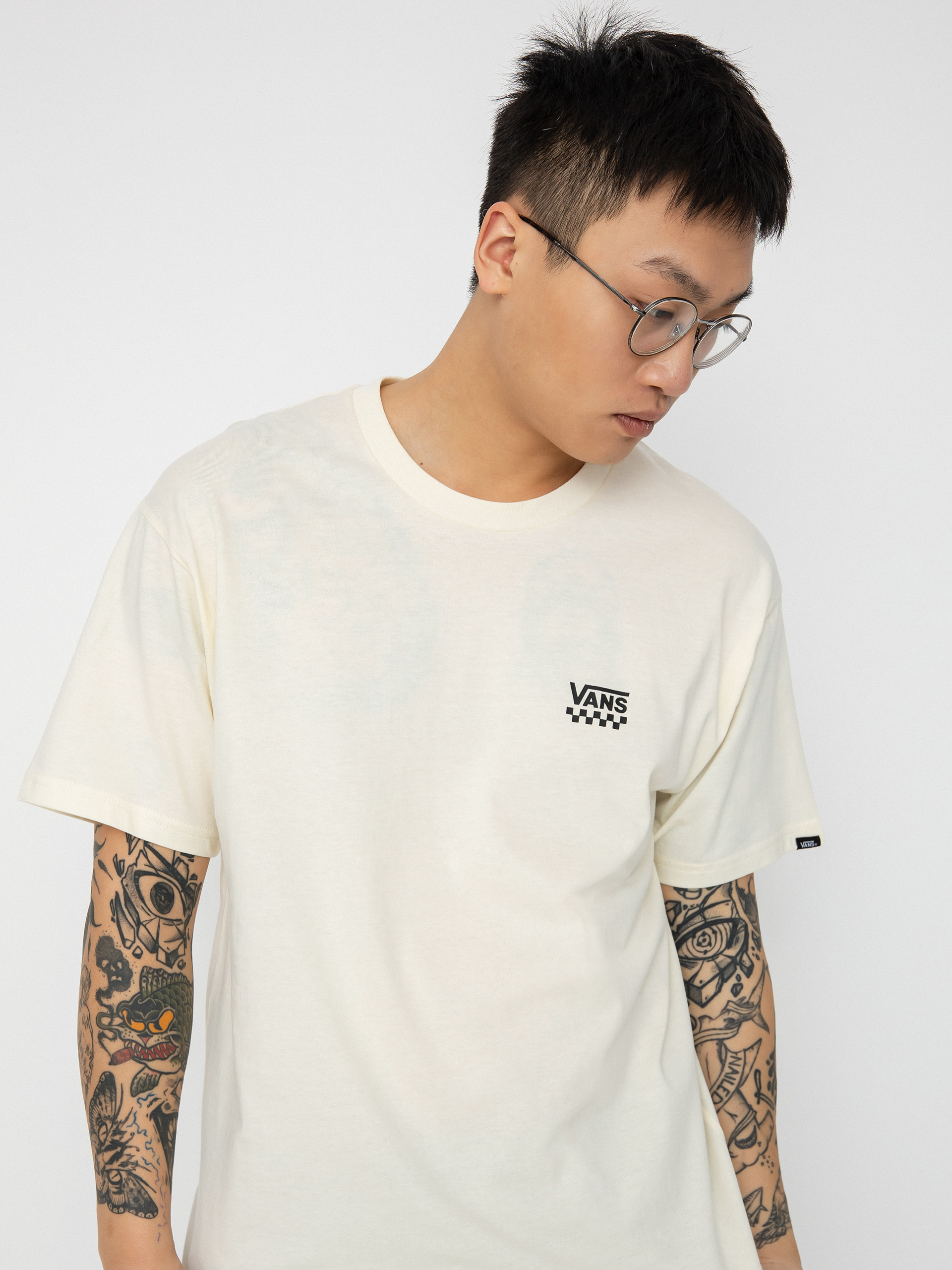 Tricou Vans Left Chest Logo II (antique white/black)
