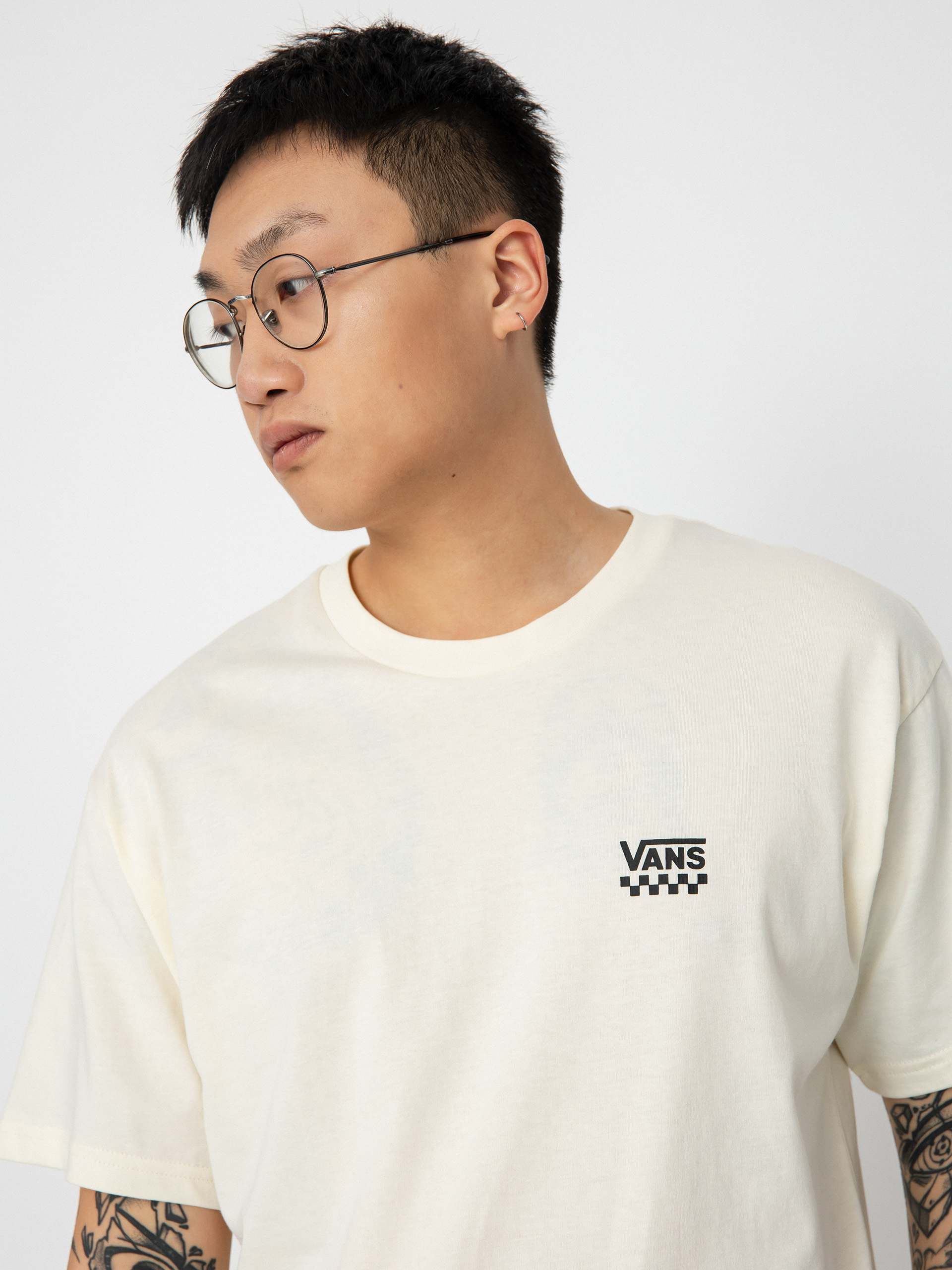 Tricou Vans Left Chest Logo II (antique white/black)