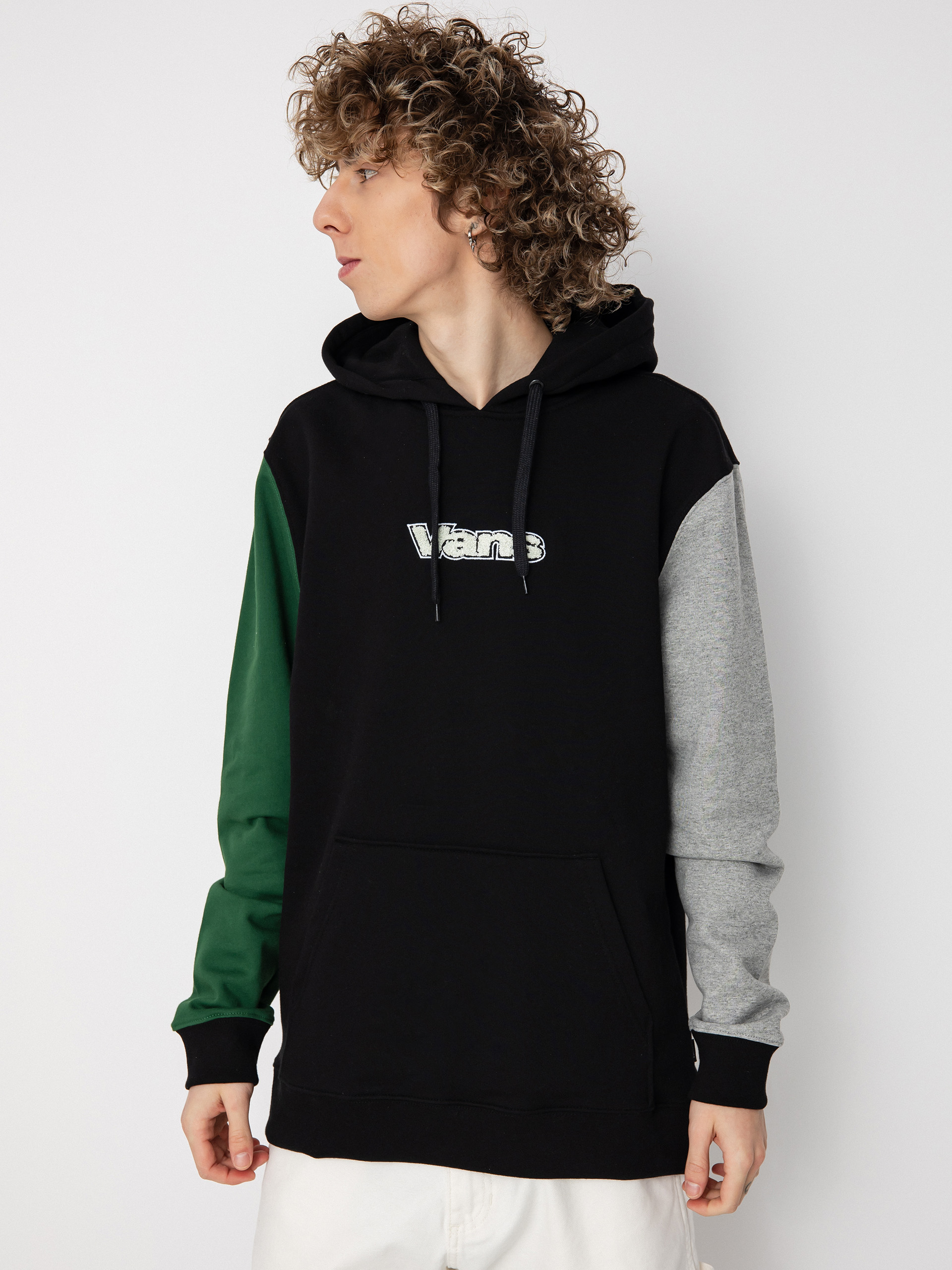 Hanorac cu glugă Vans Colorblock HD (black/eden)