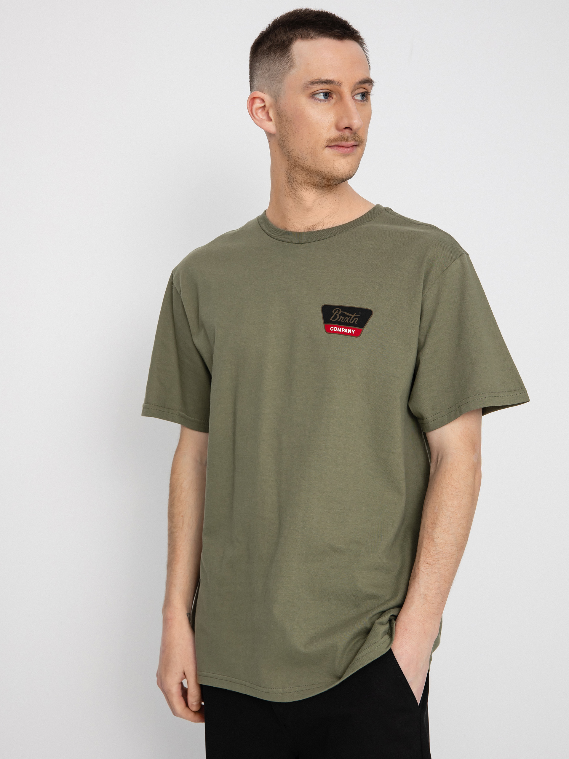 Tricou Brixton Linwood (olive surplus/gold/aloha red)