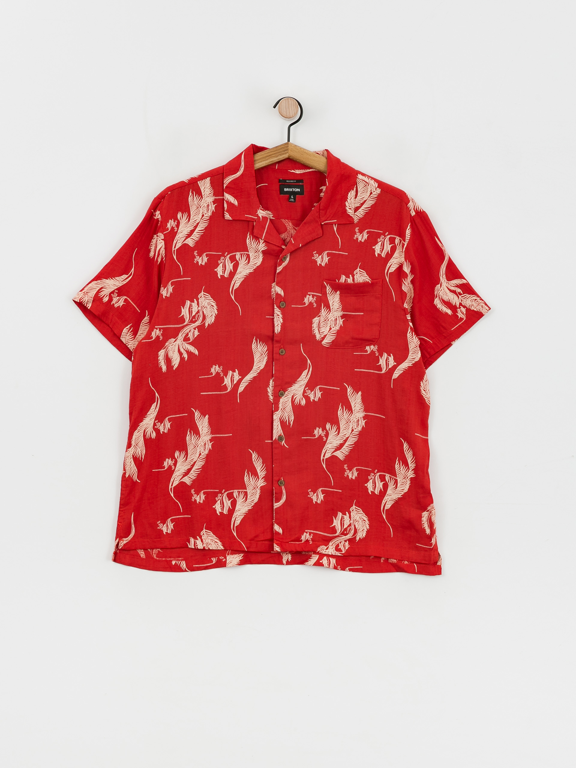 Cămașă Brixton Bunker Slub (aloha red/white/coconut)