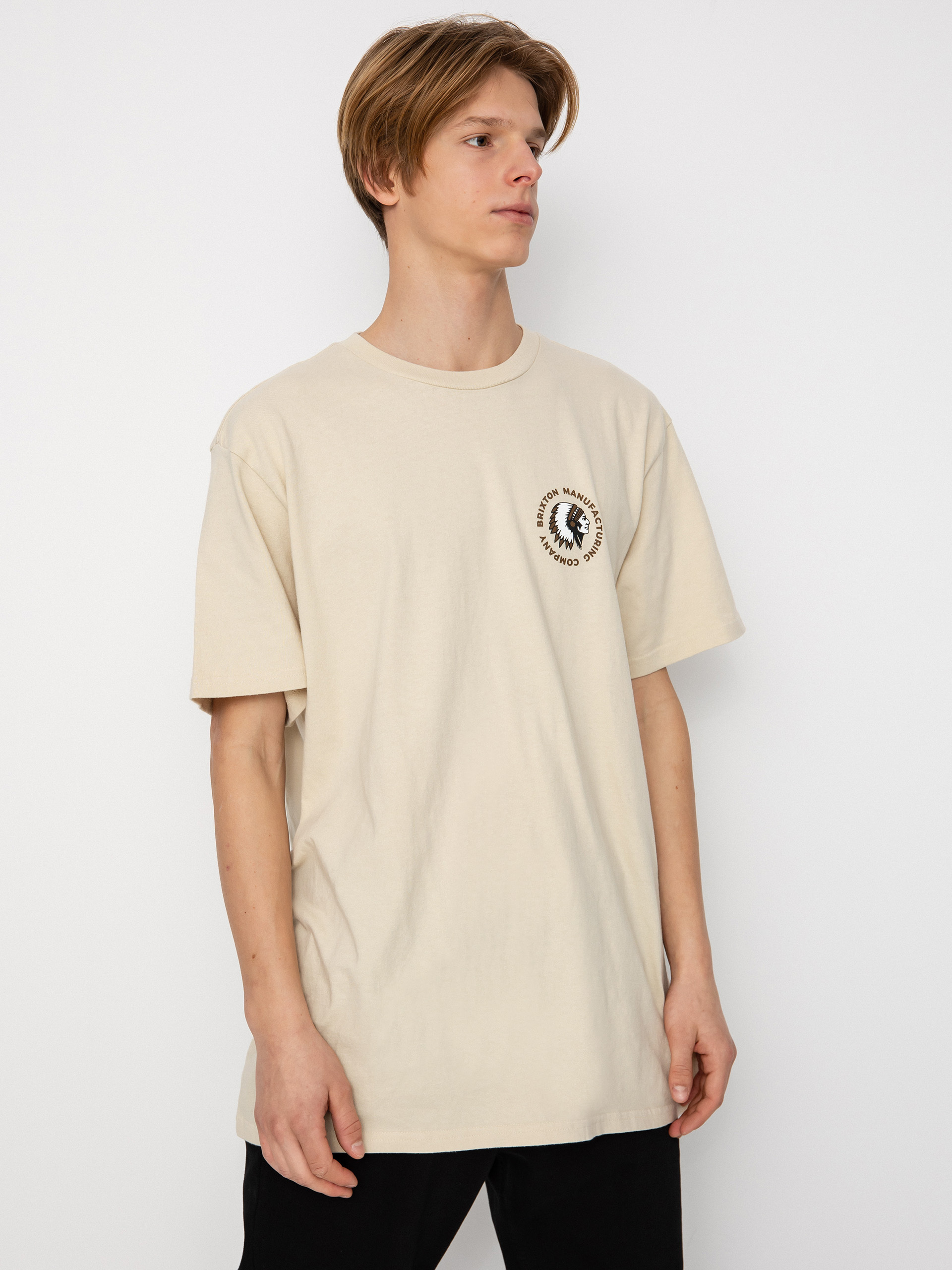 Tricou Brixton Rival Stamp (cream/bison garment dye)