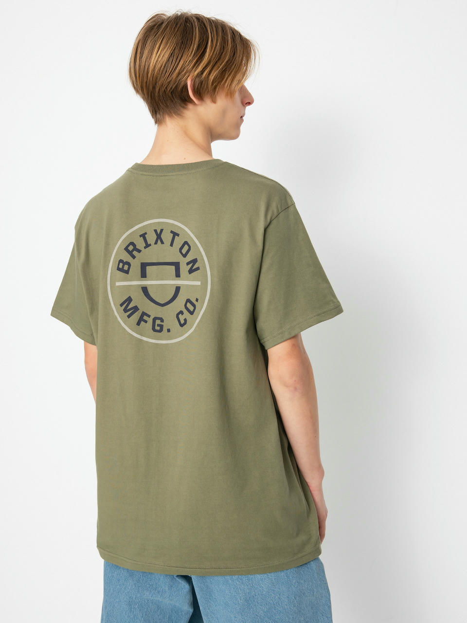 Tricou Brixton Crest II (olive surplus/washed navy/sand)