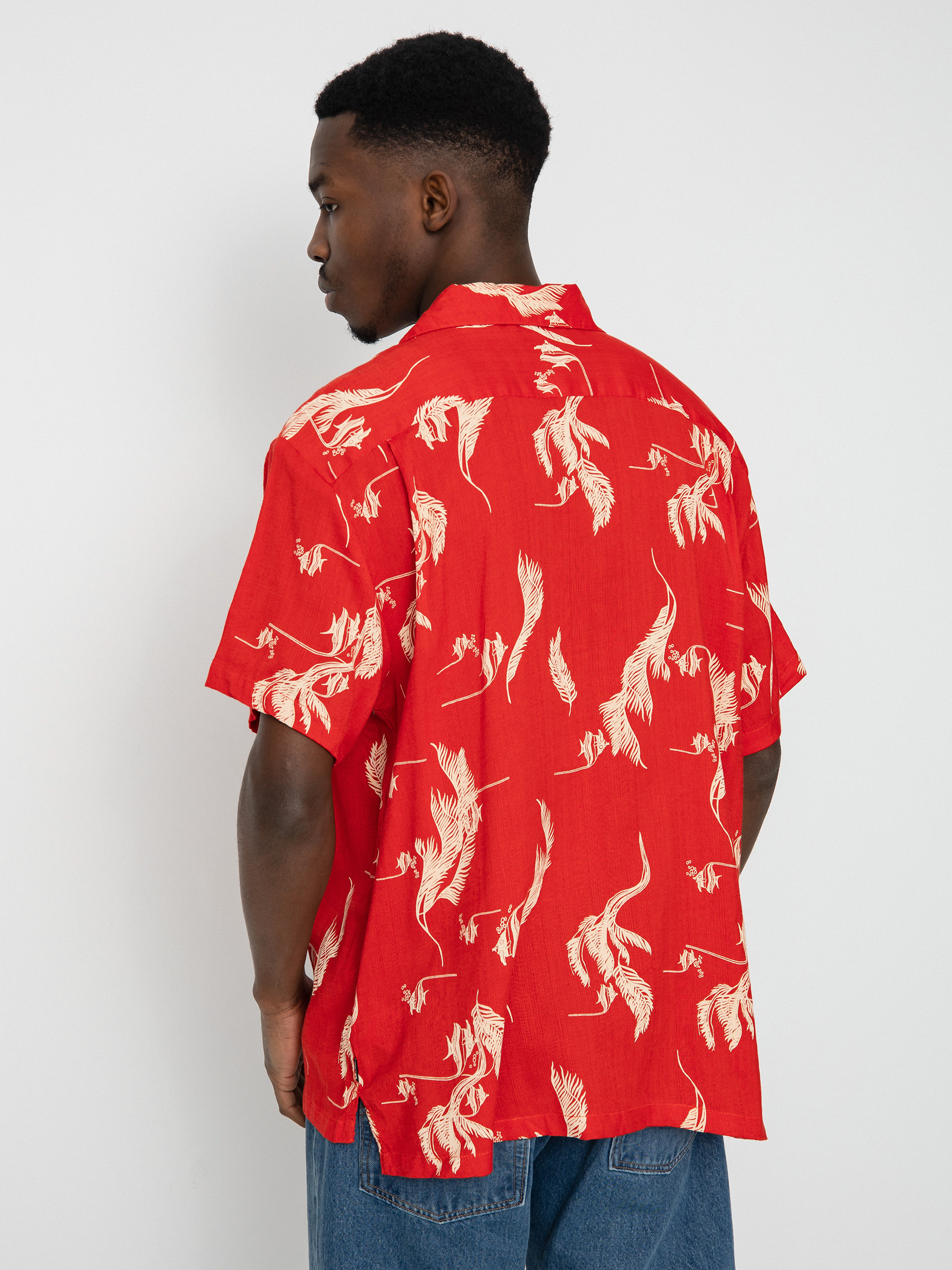 Cămașă Brixton Bunker Slub (aloha red/white/coconut)