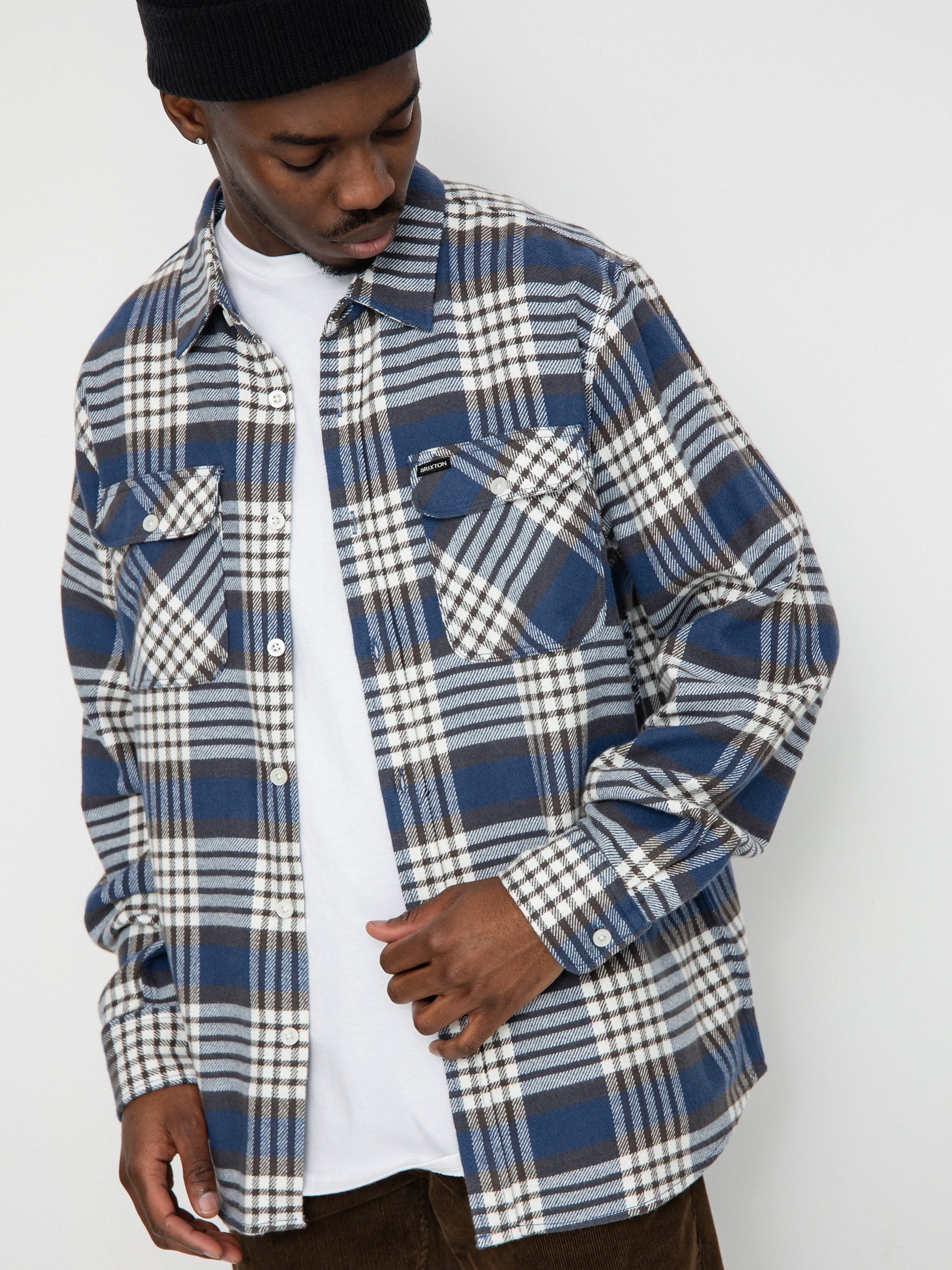 Cămașă Brixton Bowery Flannel Ls (pacific blue/whitecap/black)