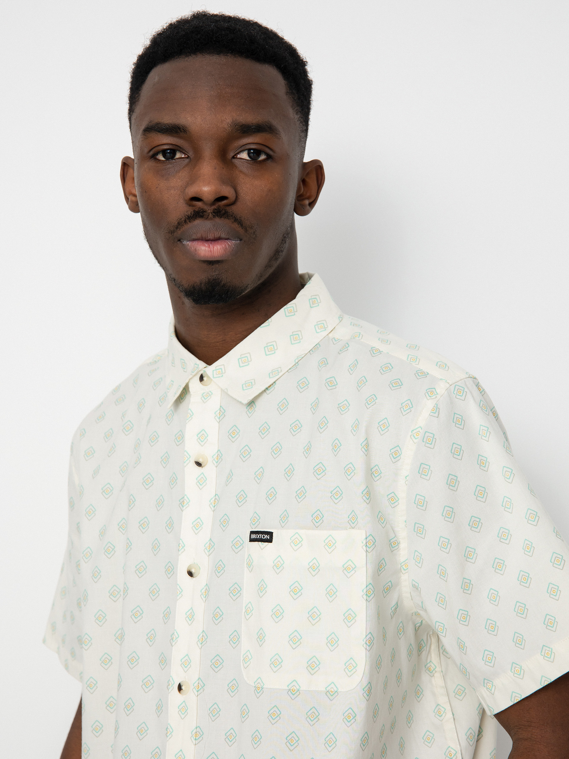 Cămașă Brixton Charter Print (off white/jade geo)