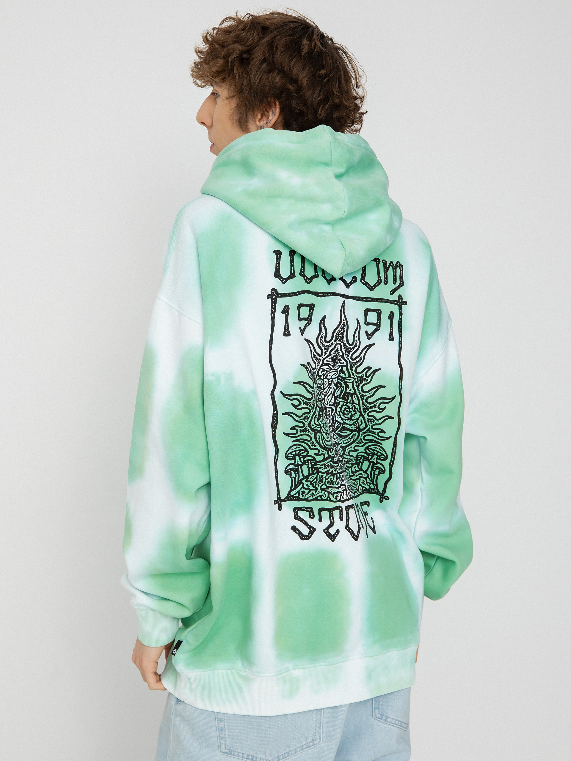 Hanorac cu glugă Volcom Trippin Dye HD (bottle green)