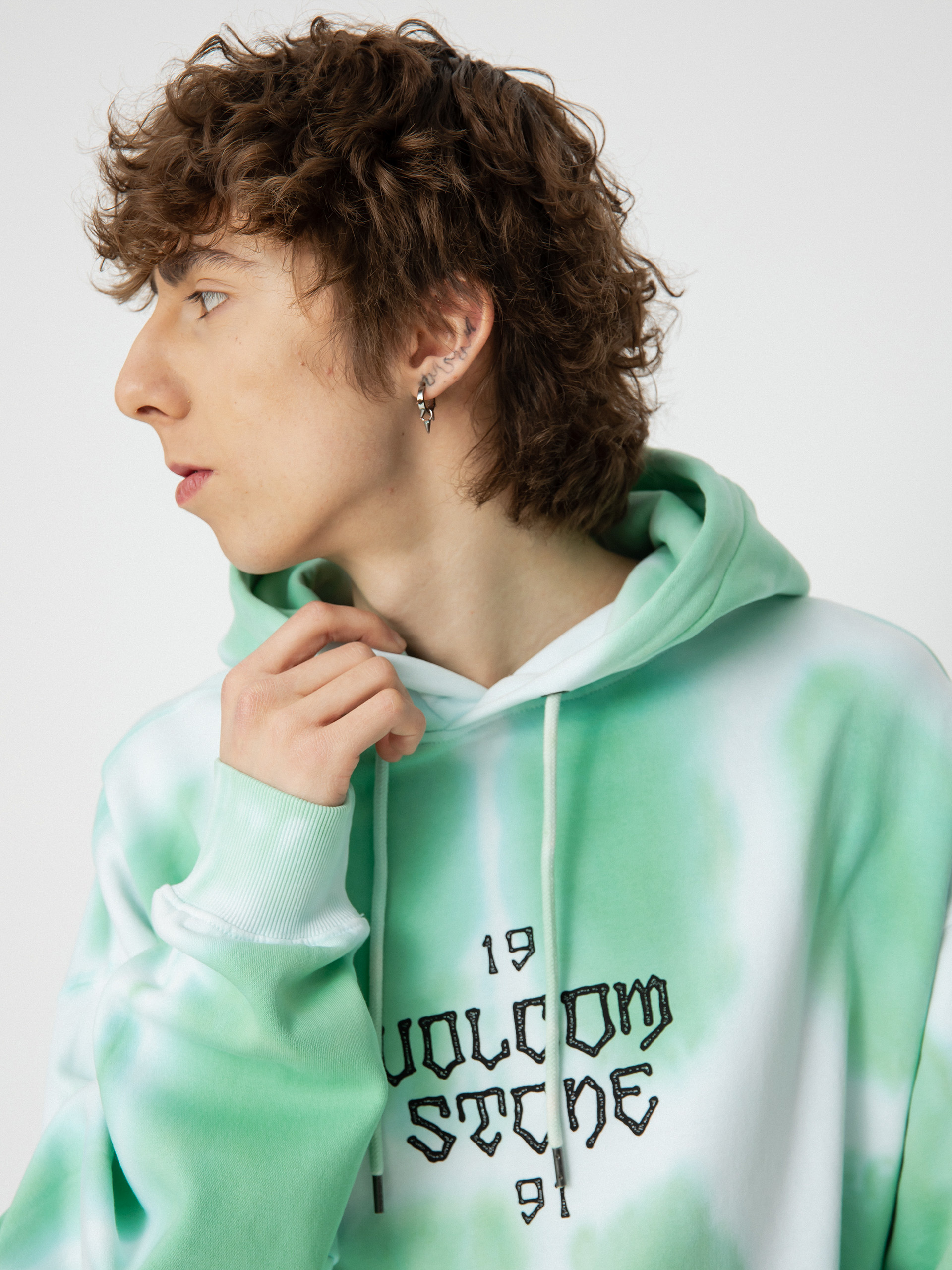 Hanorac cu glugă Volcom Trippin Dye HD (bottle green)