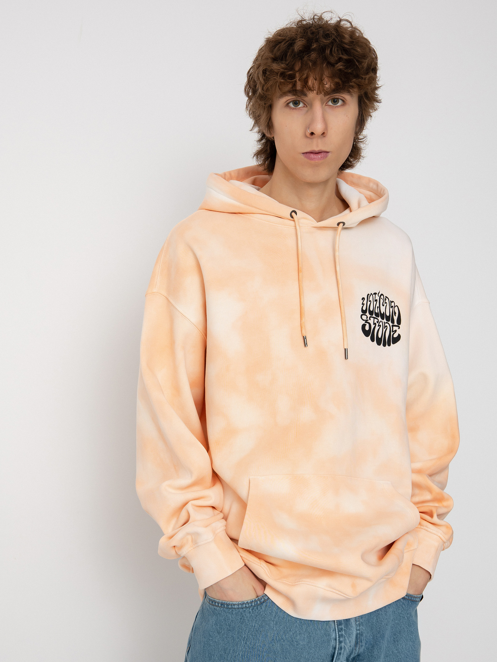 Hanorac cu glugă Volcom Trippin Dye HD (peach bud)