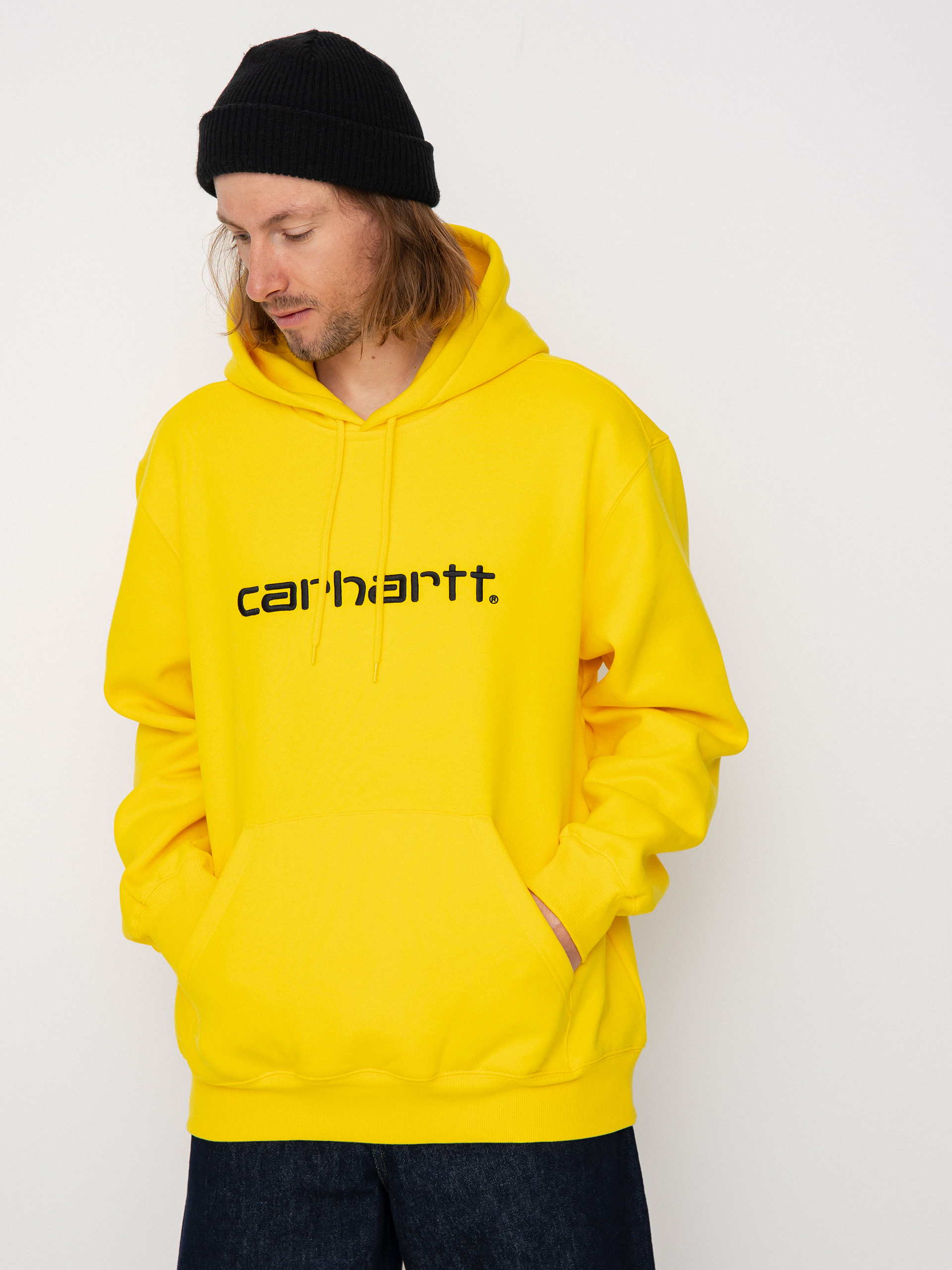 Hanorac cu glugă Carhartt WIP Carhartt HD (buttercup/black)