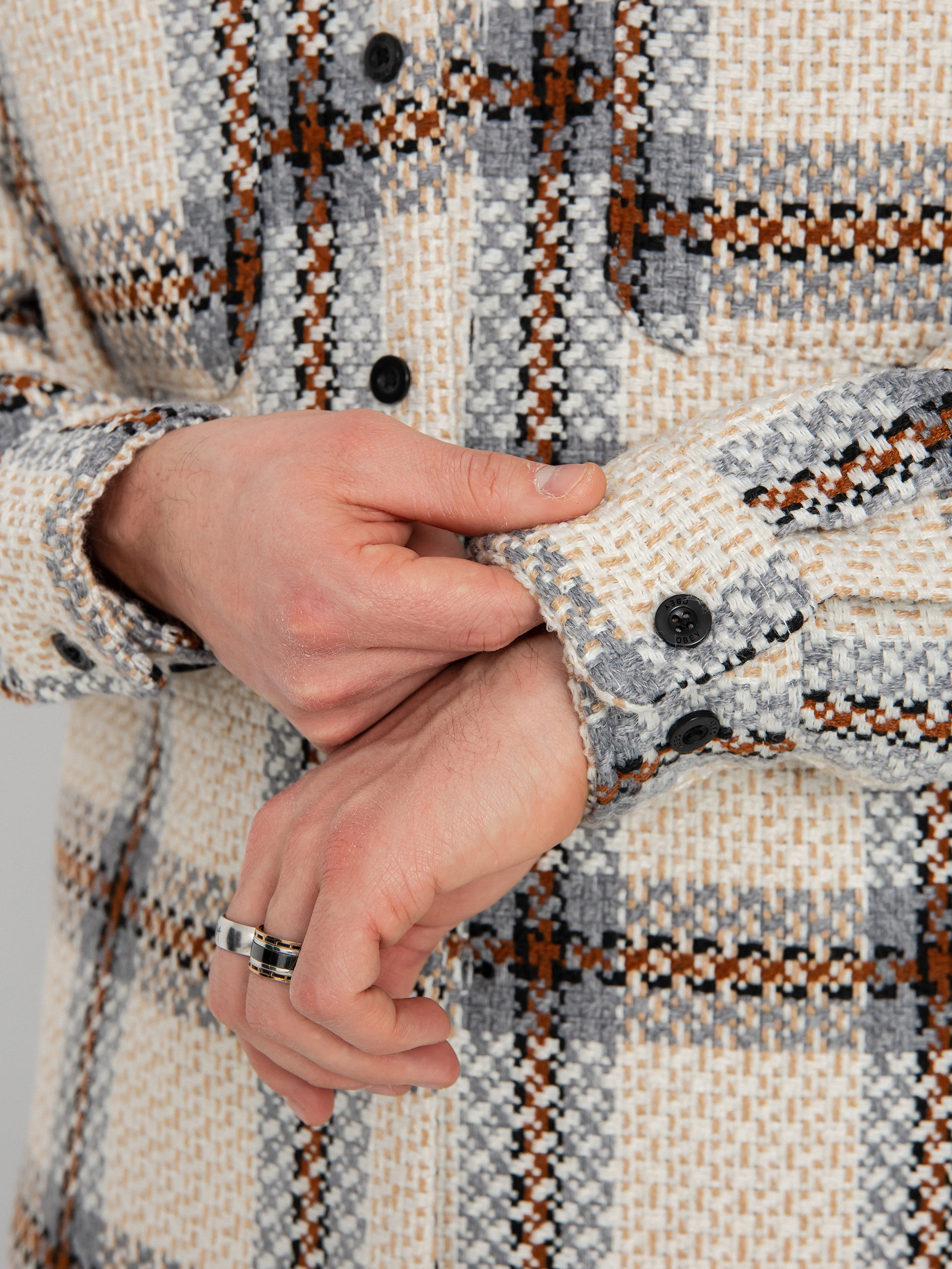 Geacă OBEY District (irish cream multi)