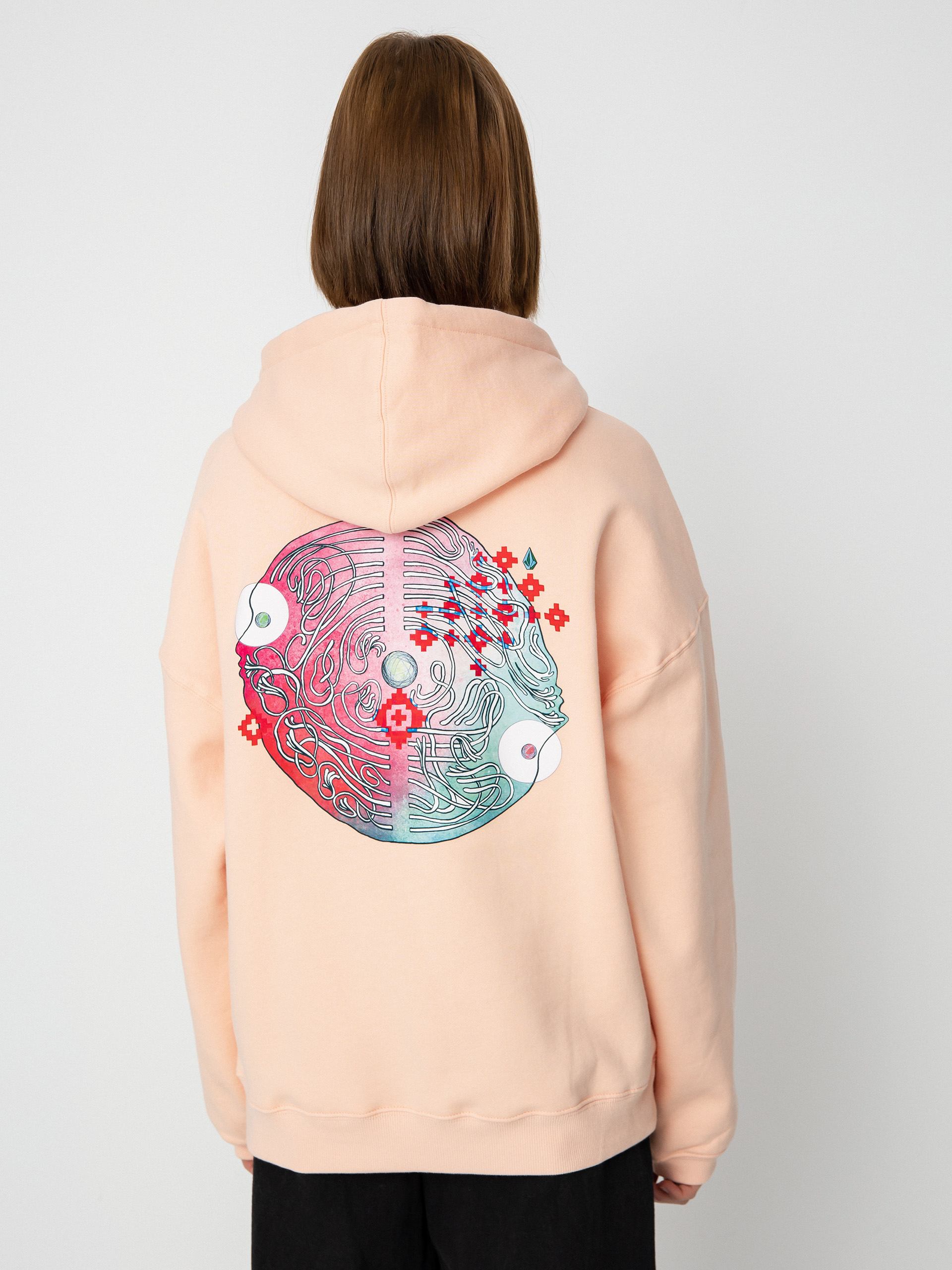 Hanorac cu glugă Volcom Fa Ed Merlin Murray HD Wmn (melon)