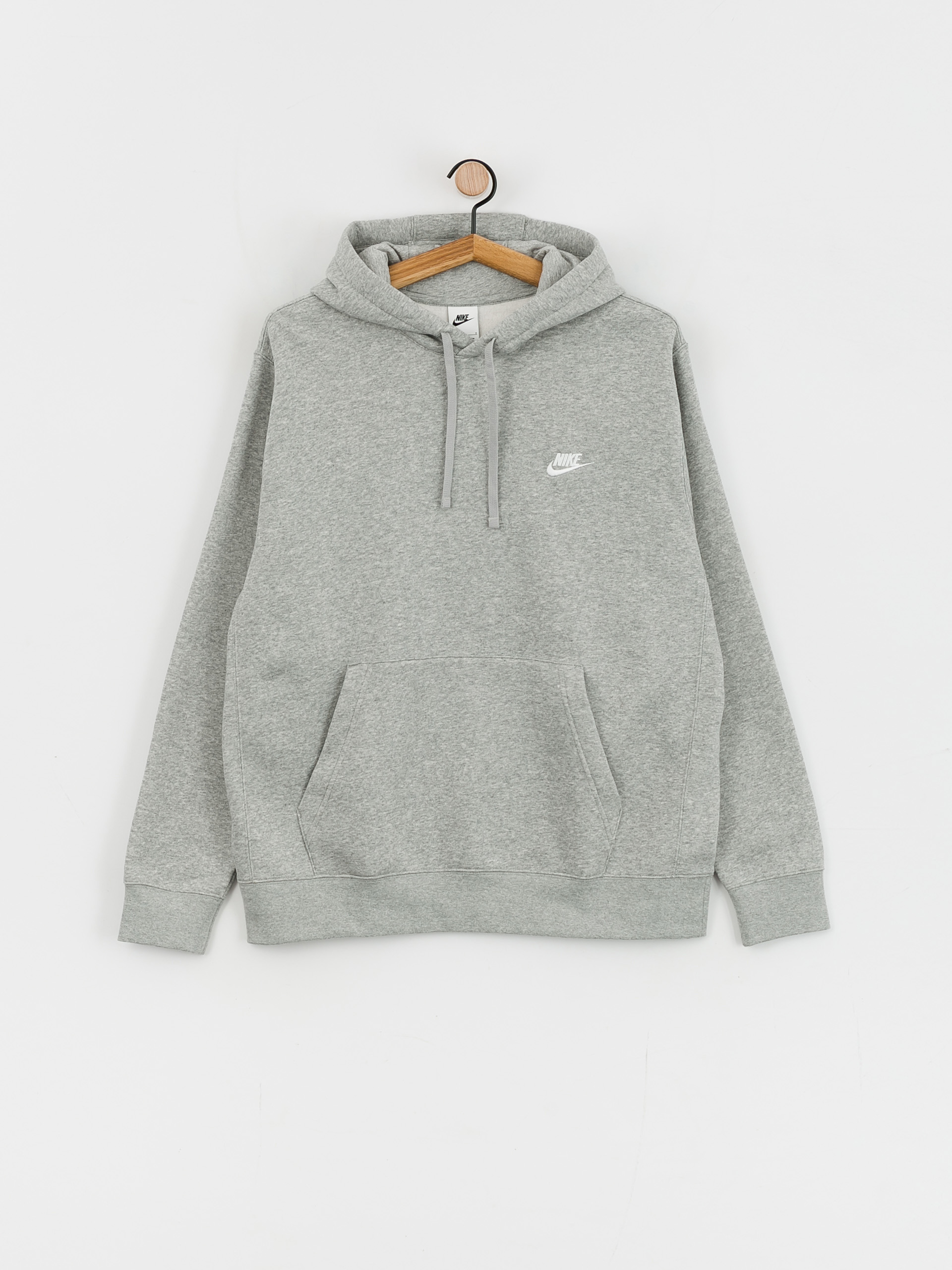 Hanorac cu glugă Nike Club Hoodie Po Bb HD (dk grey heather/matte silver/white)