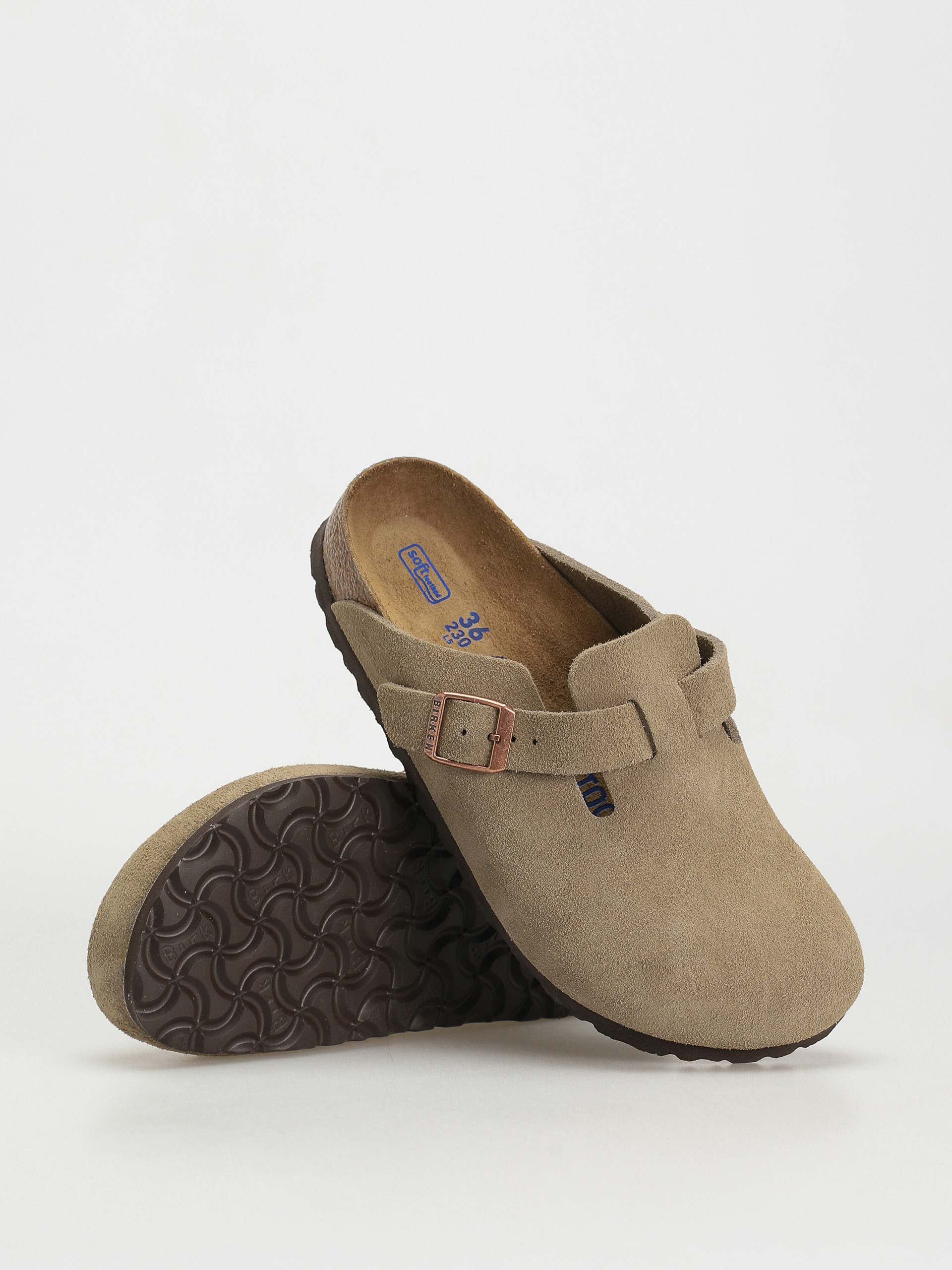 Șlapi Birkenstock Boston Soft Footbed Suede Leather Narrow - maro