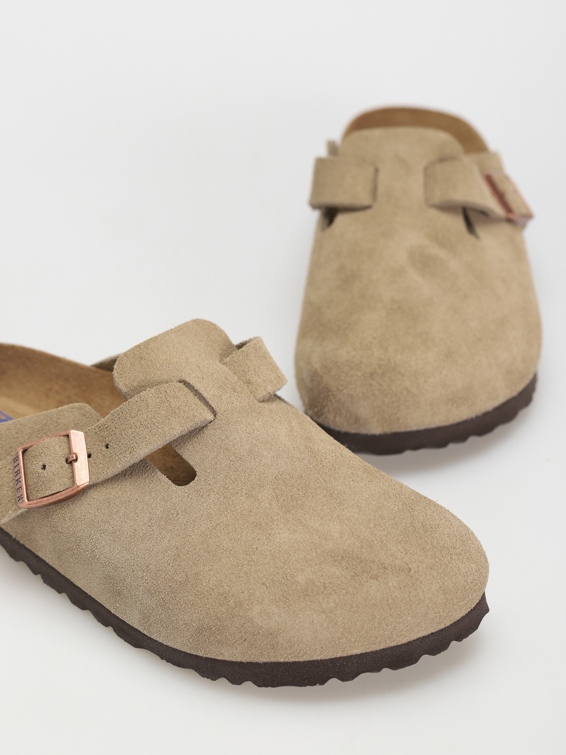 Șlapi Birkenstock Boston Suede Narrow Wmn (taupe)