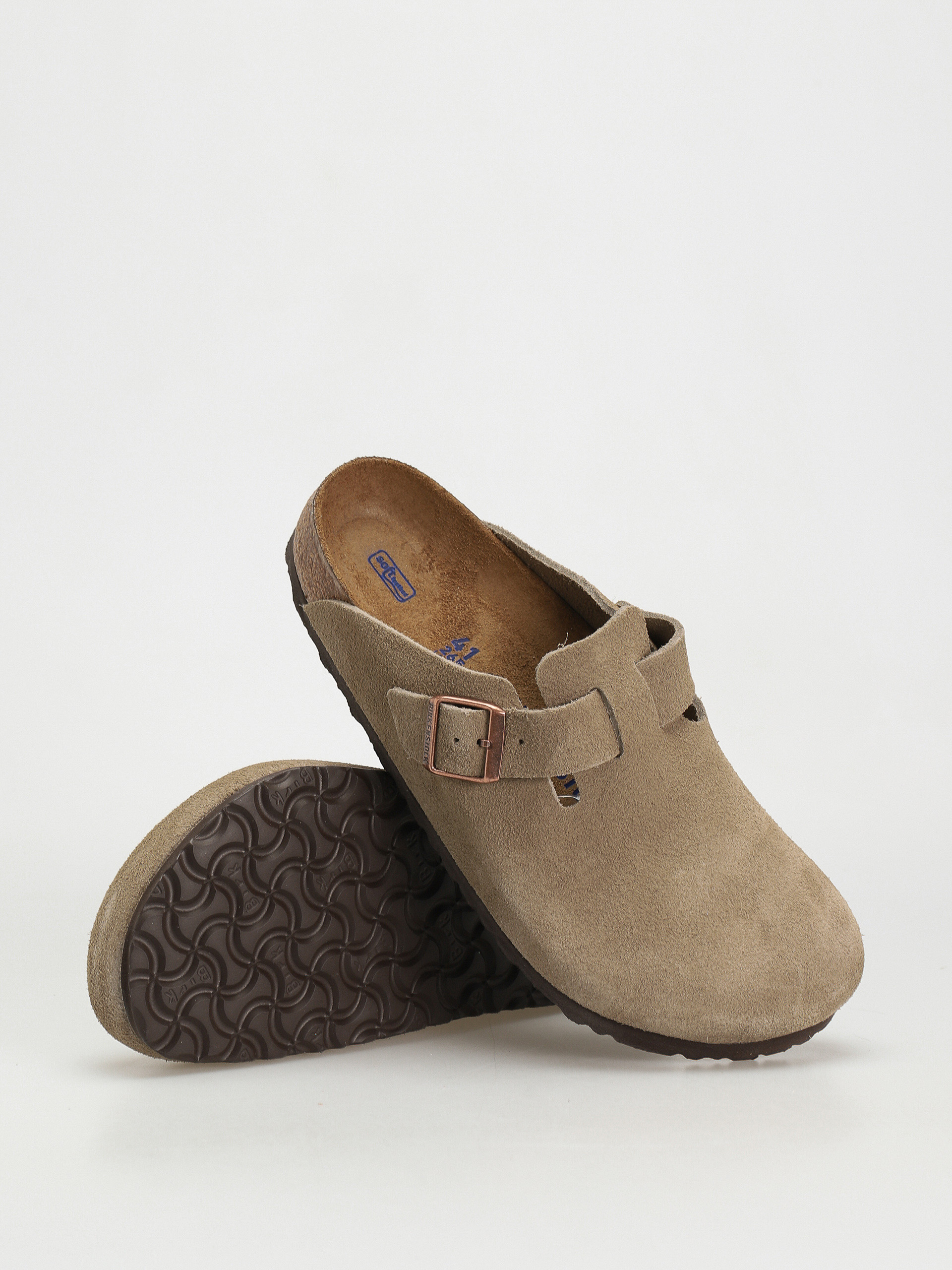 Șlapi Birkenstock Boston Suede Regular (taupe)
