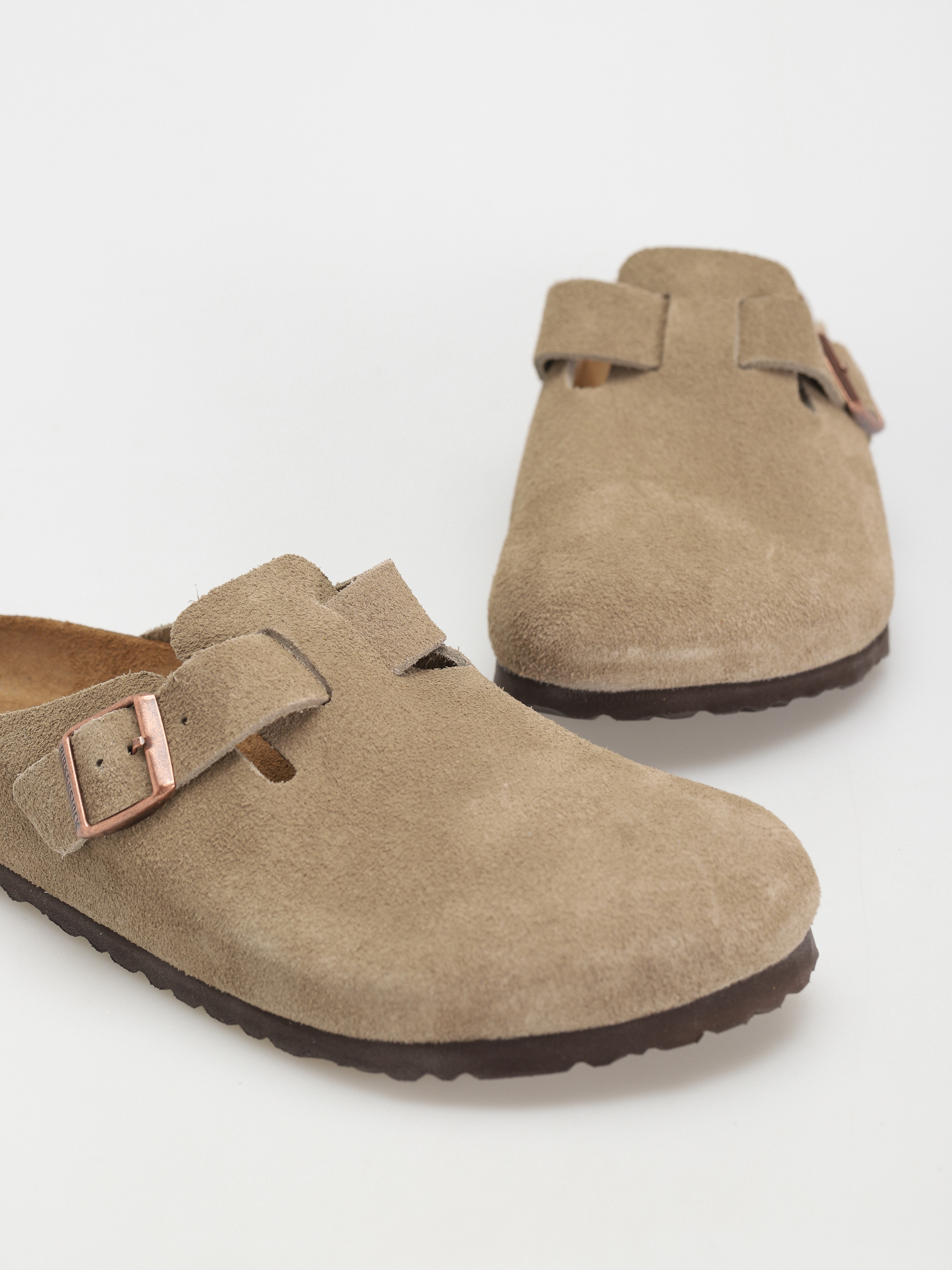 Șlapi Birkenstock Boston Suede Regular (taupe)