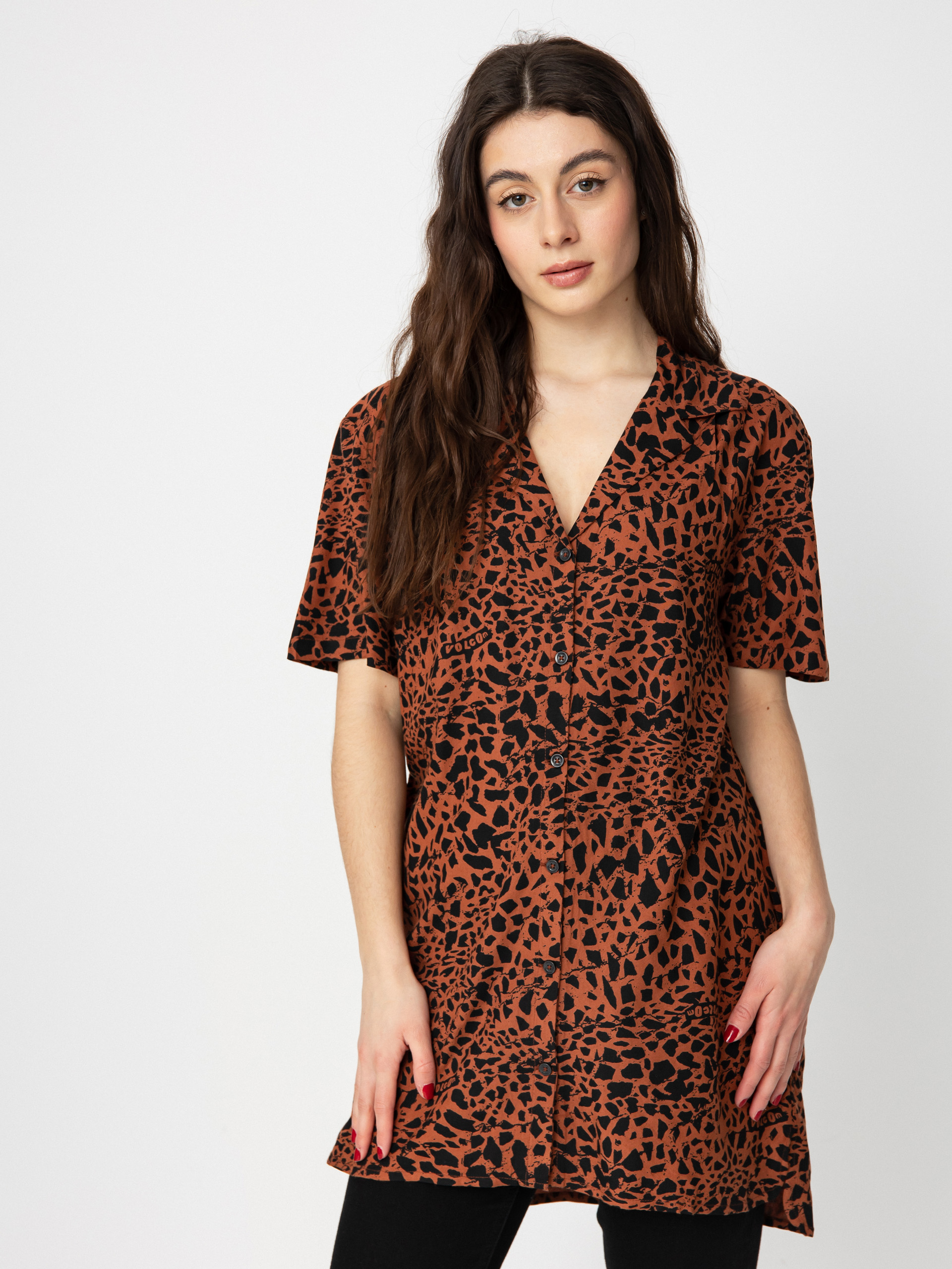Cămașă Volcom Dino Tea Tunic Wmn (dark clay)