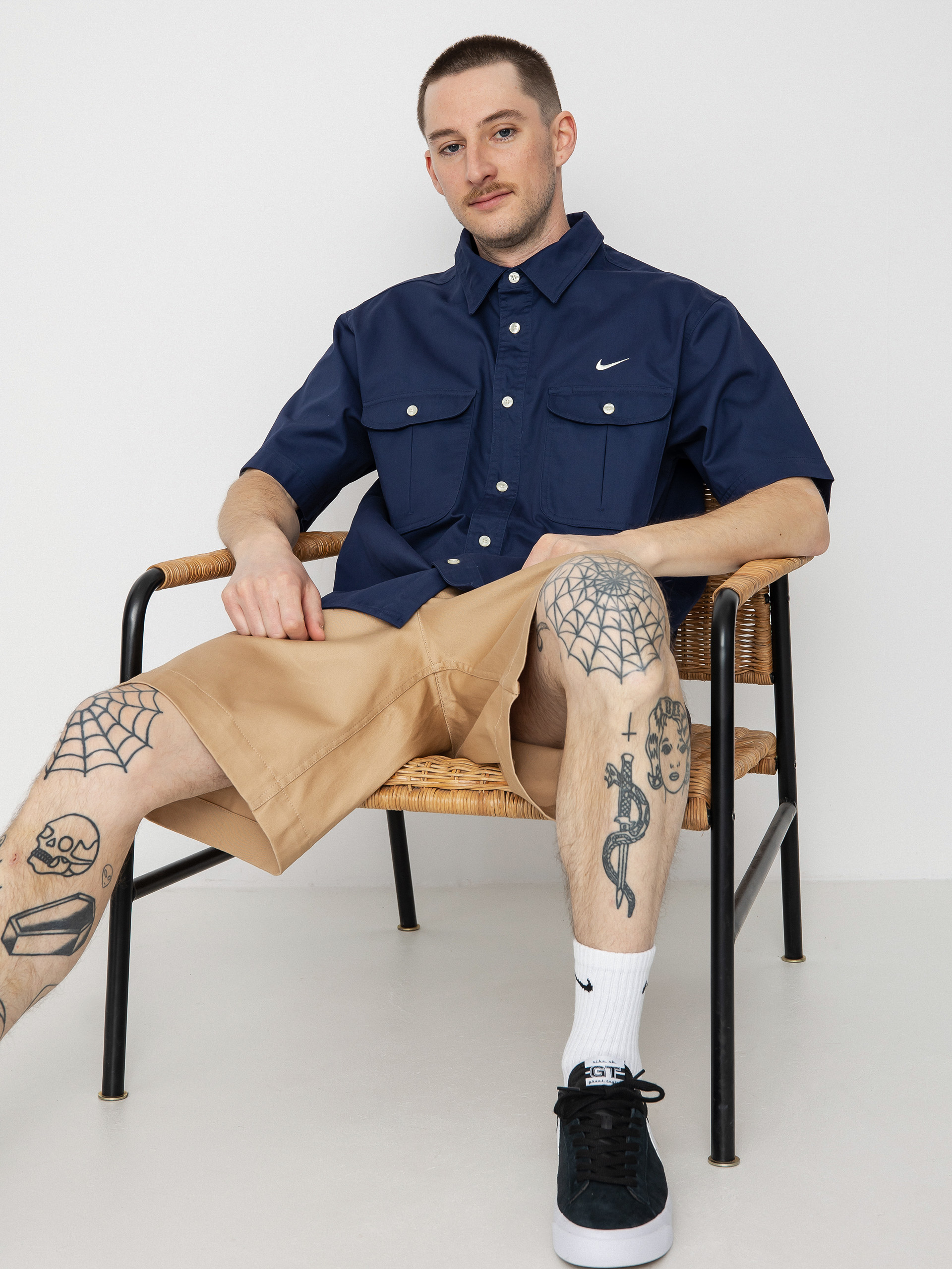 Cămașă Nike SB Tanglin Woven Button Up (midnight navy/coconut milk)