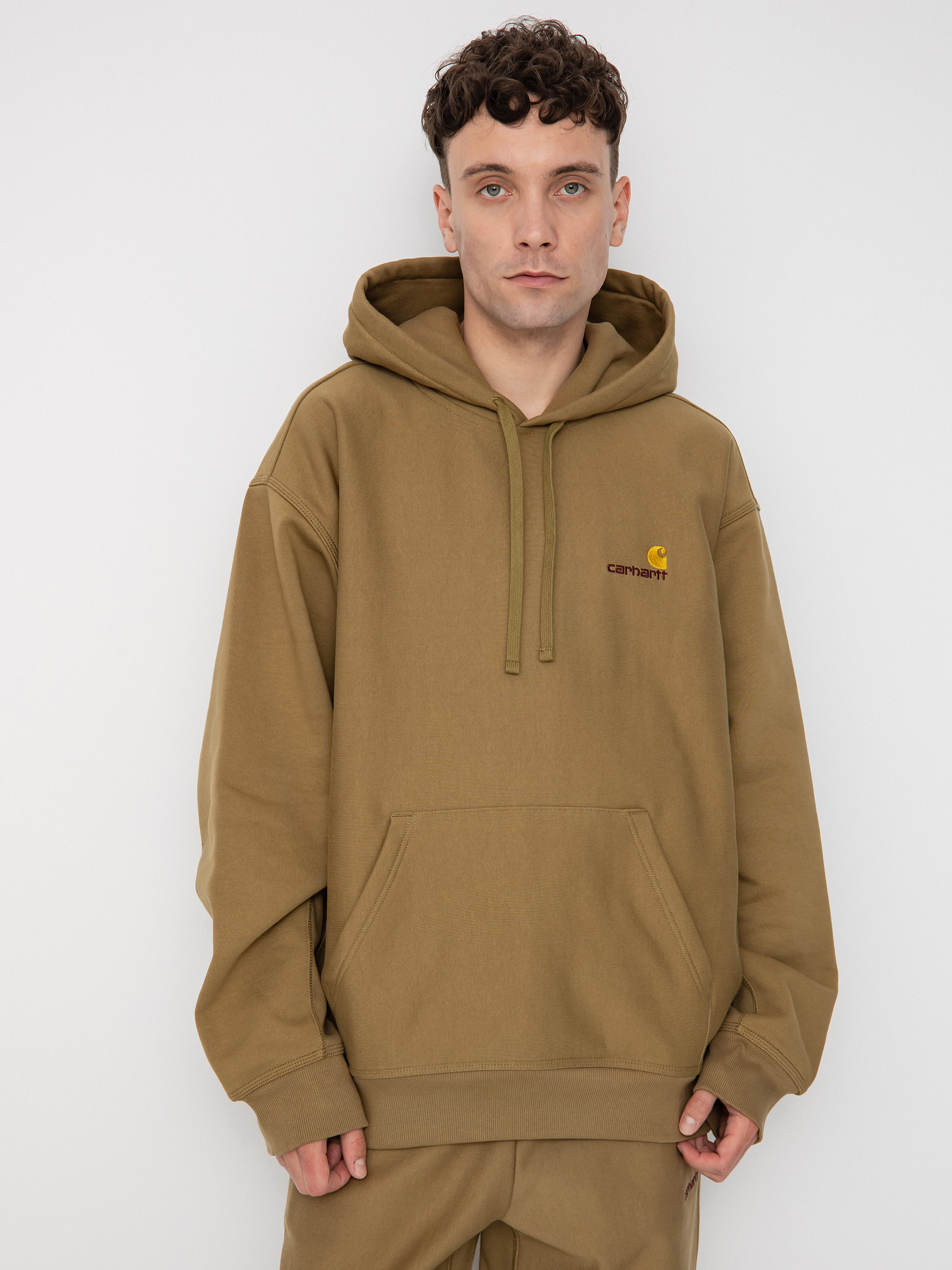 Hanorac cu glugă Carhartt WIP American Script HD (larch)