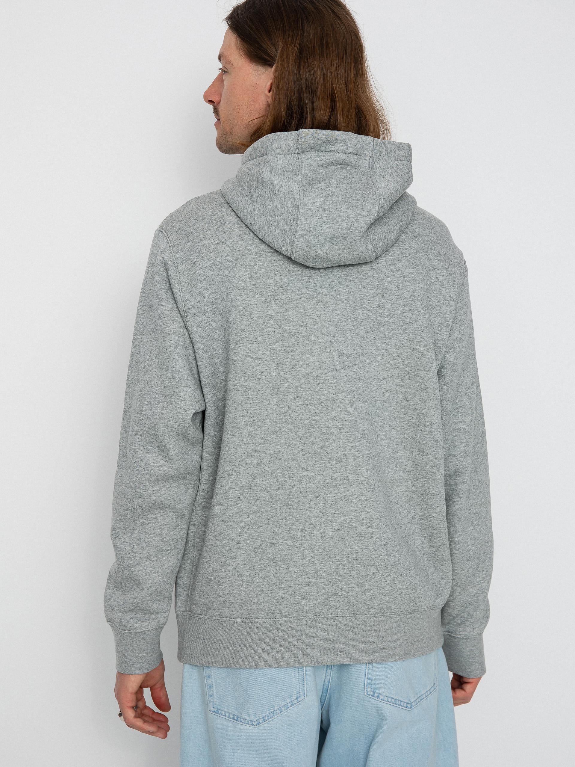 Hanorac cu glugă Nike Club Hoodie Po Bb HD (dk grey heather/matte silver/white)