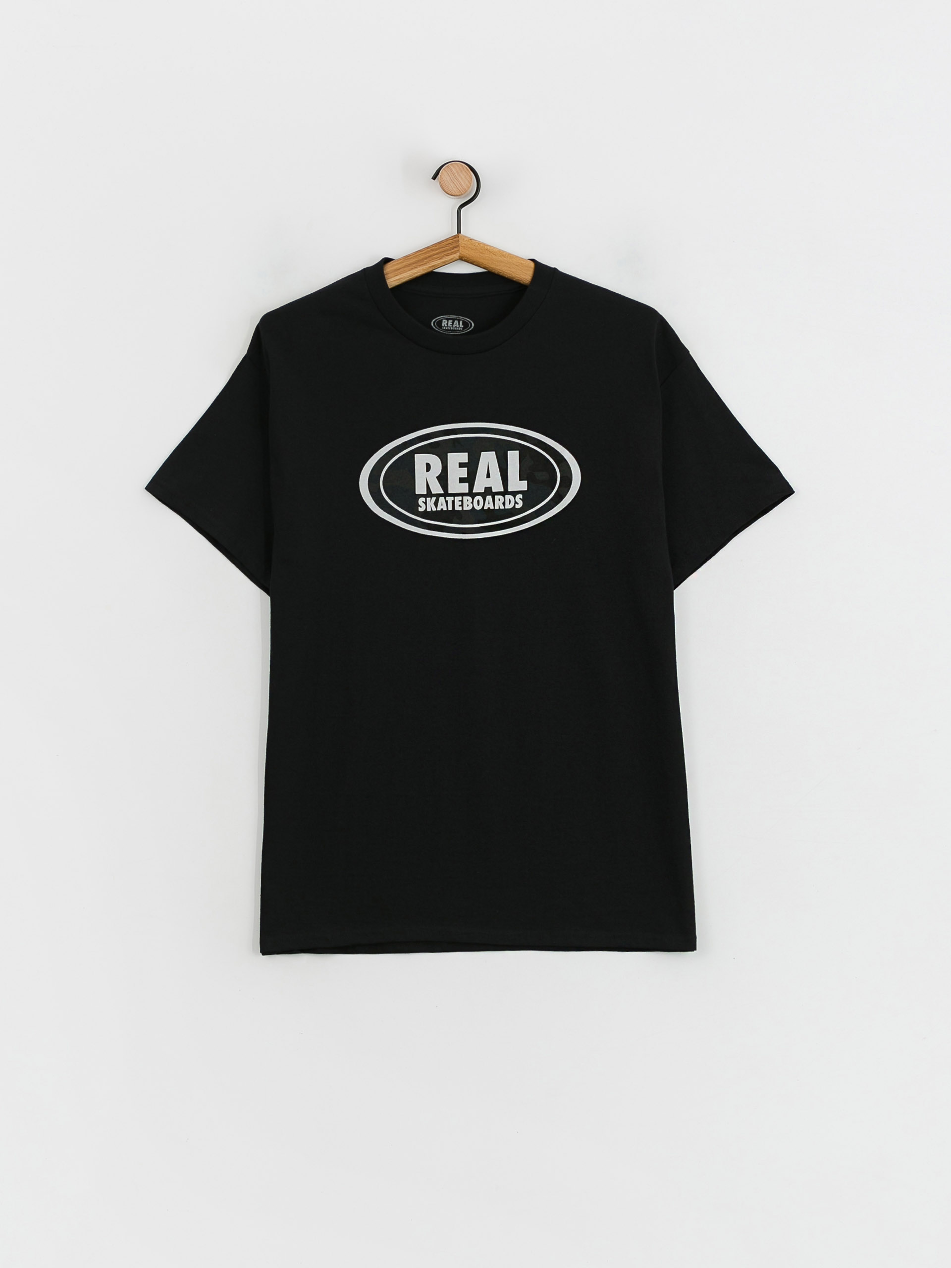 Tricou Real Oval (black w/grey & black print)