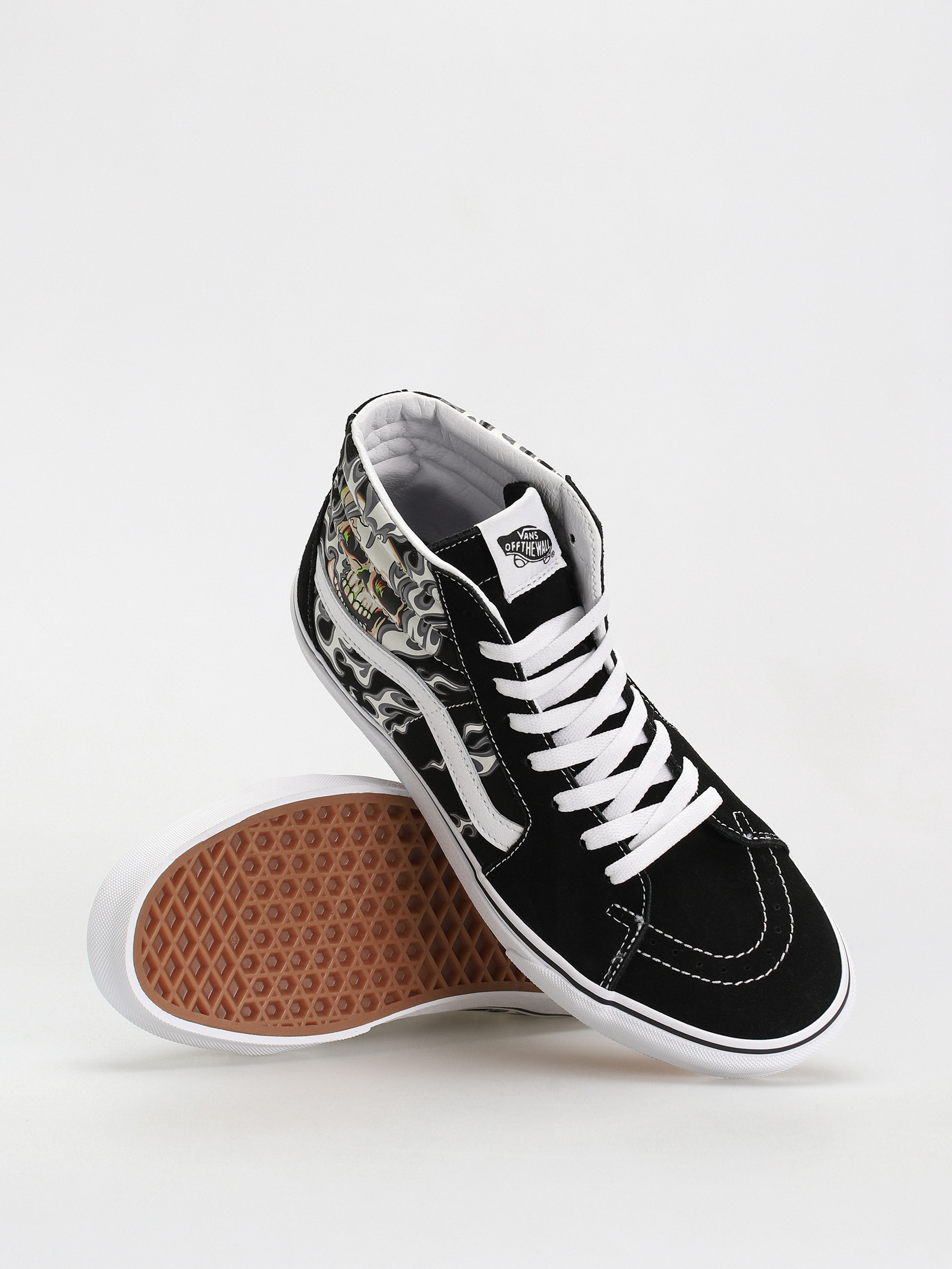 Pantofi Vans Sk8 Hi (flame skull black/true white)