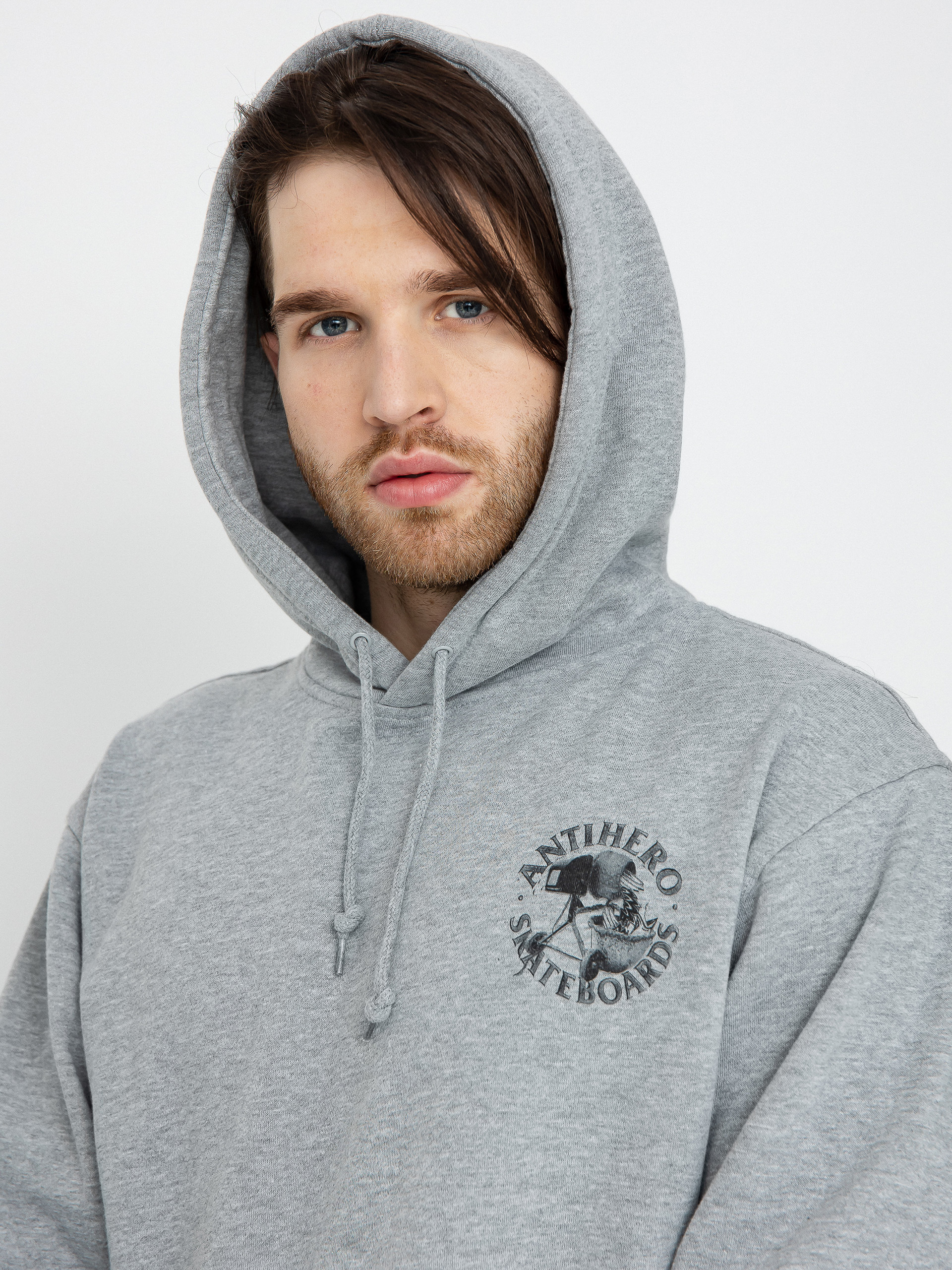 Hanorac cu glugă Antihero Diy Eagle HD (heather grey w/black prints)