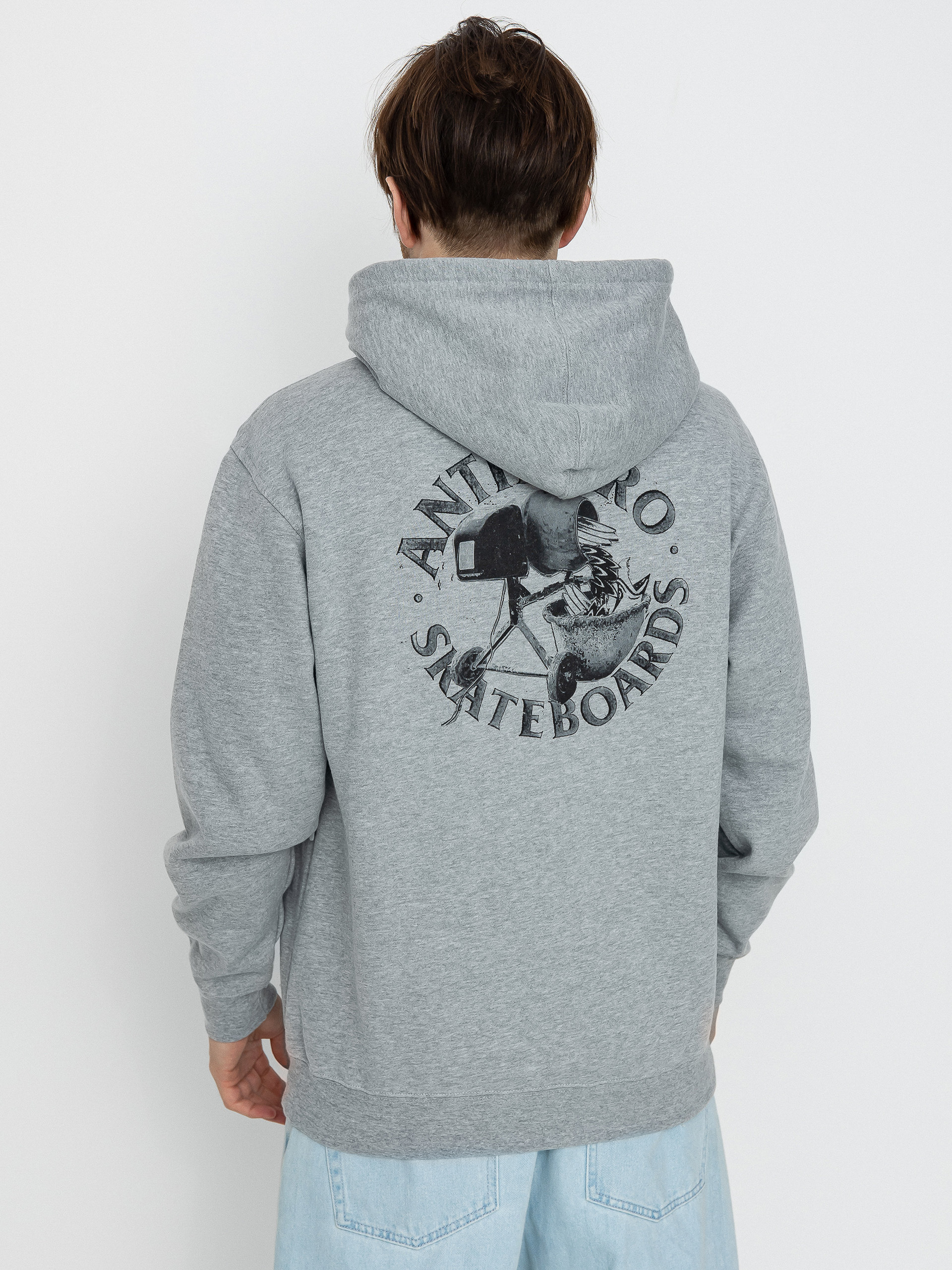 Hanorac cu glugă Antihero Diy Eagle HD (heather grey w/black prints)