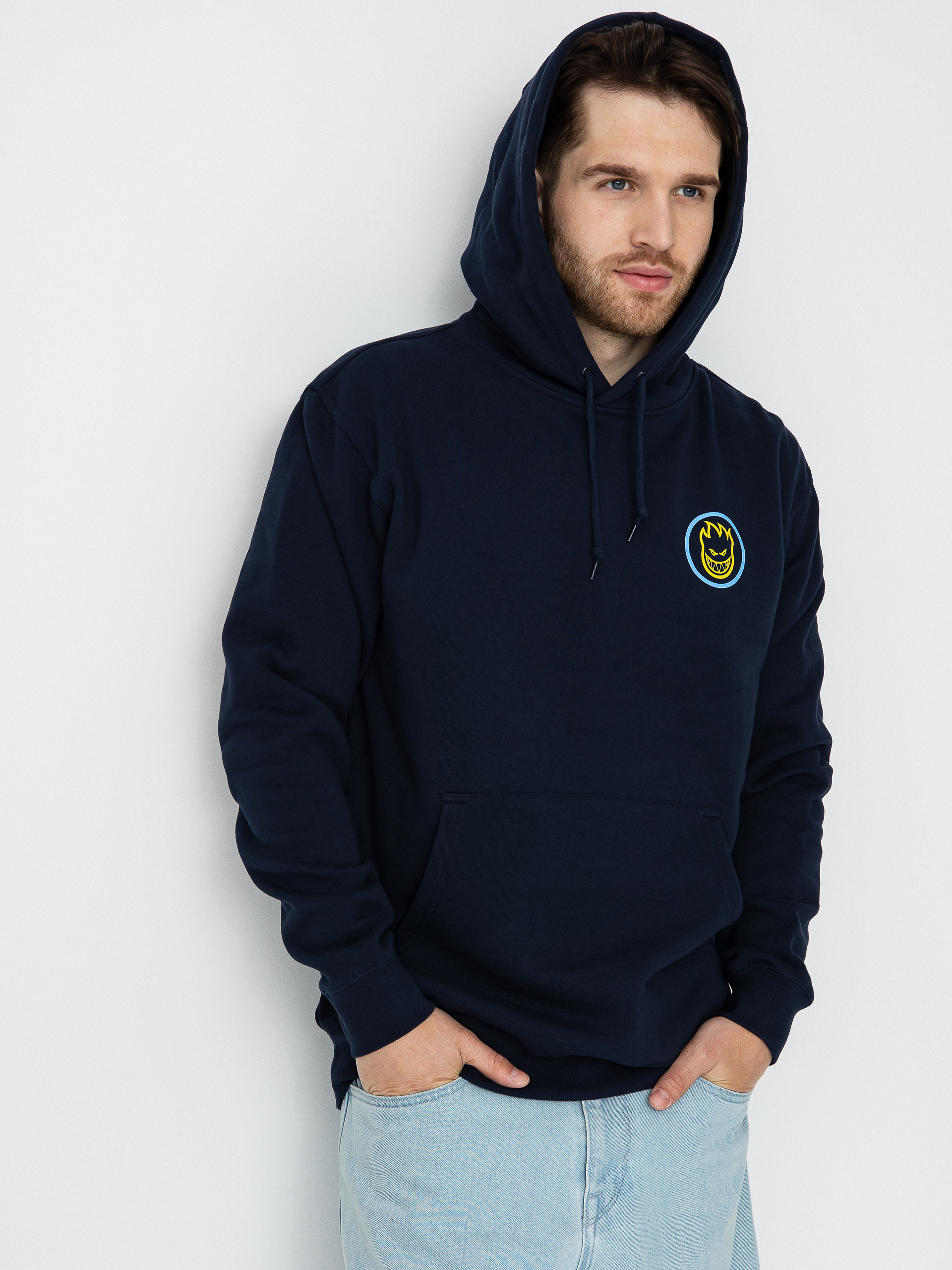 Hanorac cu glugă Spitfire Classic Swirl Overlay HD (deep navy w/blue & yellow prints)