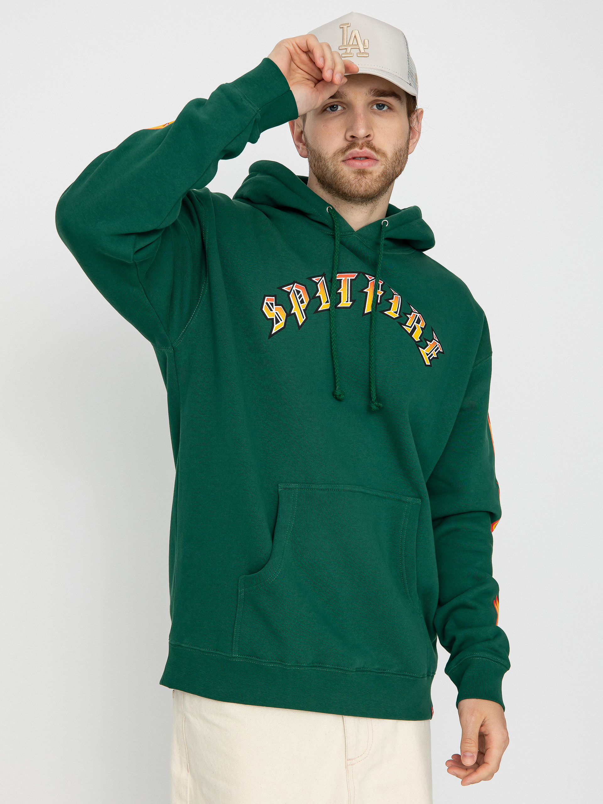 Hanorac cu glugă Spitfire Old E Bighead Fill Sleeve HD (dark green w/gold & red prints)