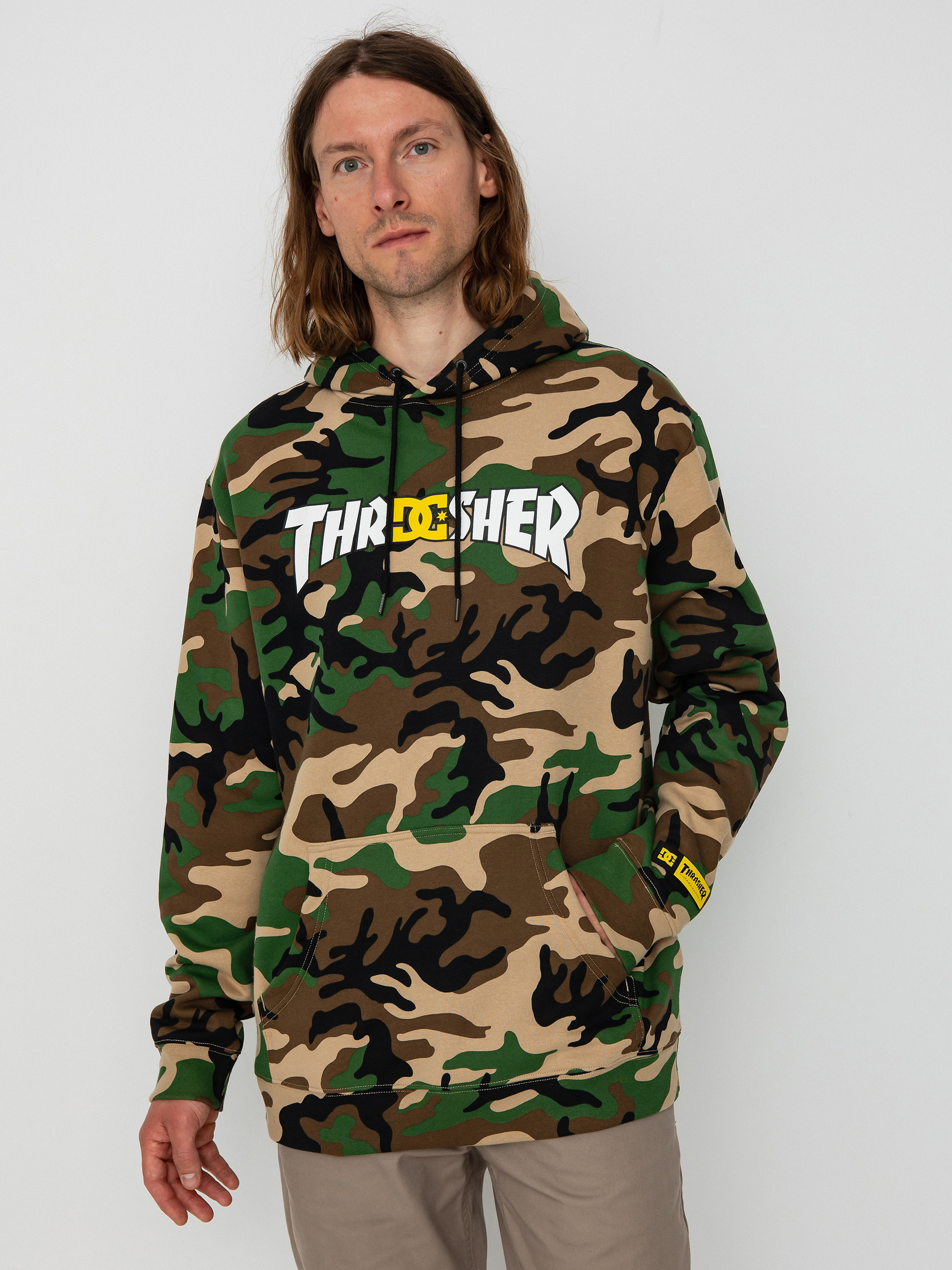 Hanorac cu glugă DC X Thrasher (army camo)
