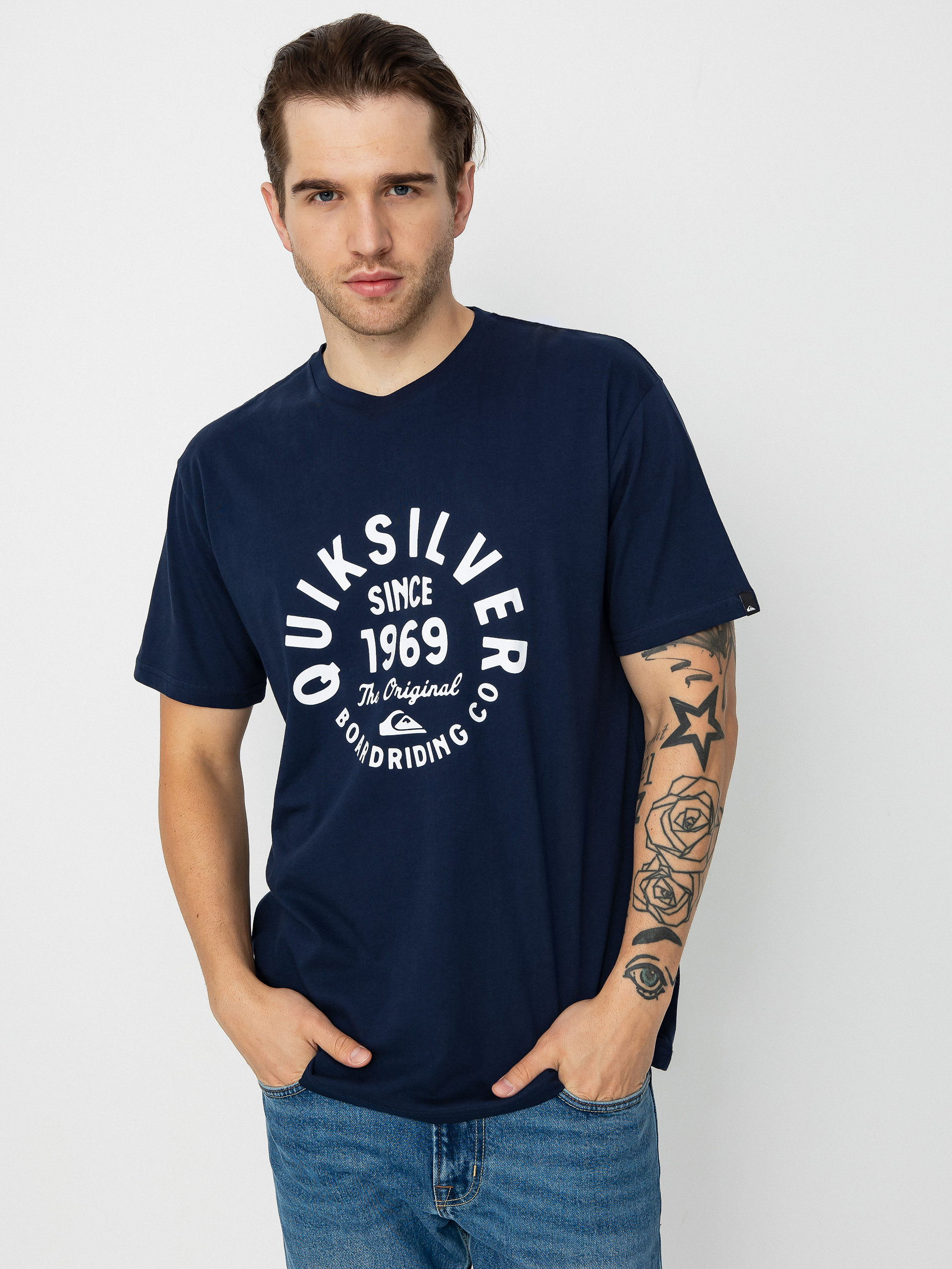 Tricou Quiksilver Circled Script Front (navy blazer)