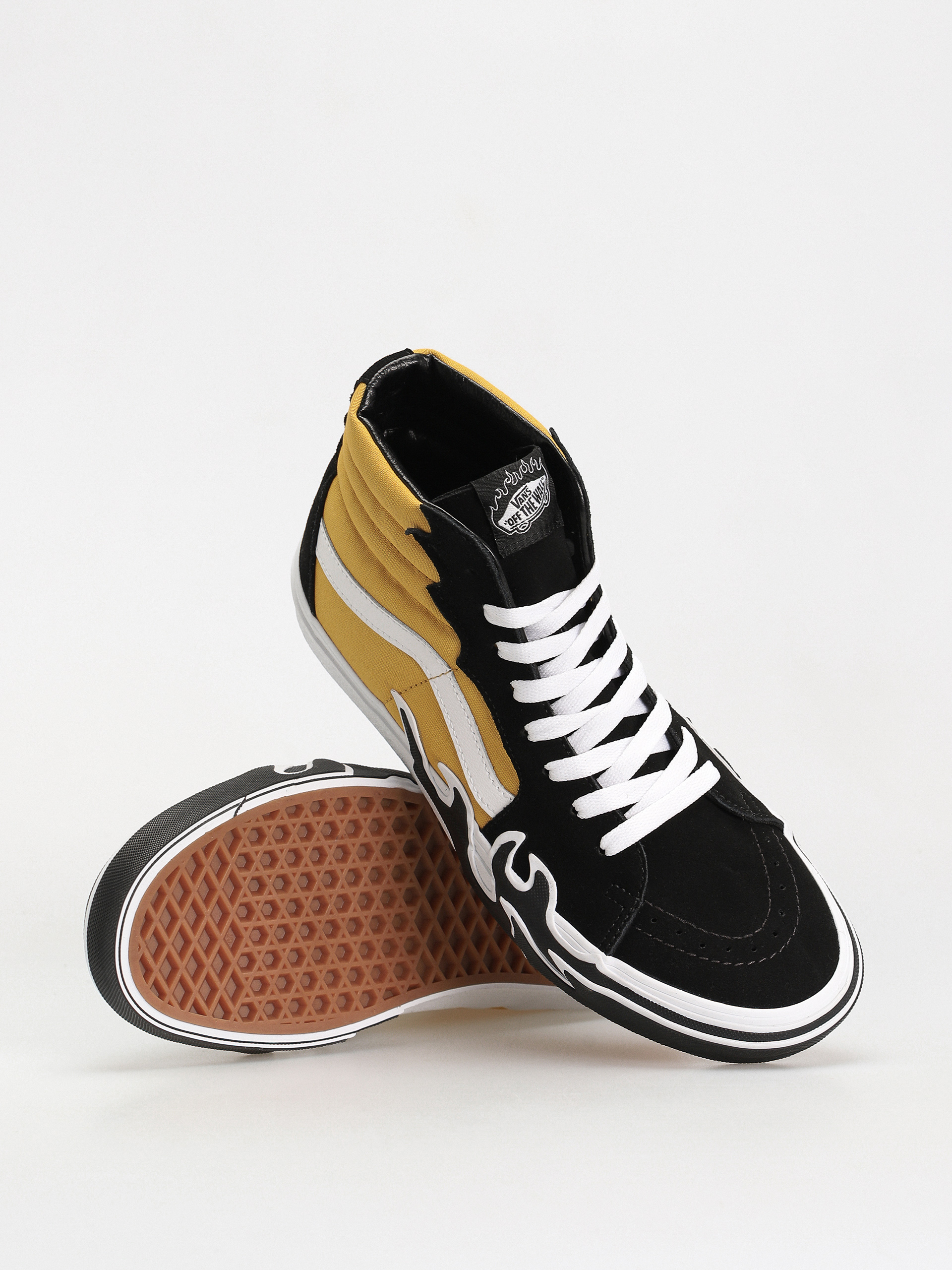 Pantofi Vans Sk8 Hi Flame (black/yellow)