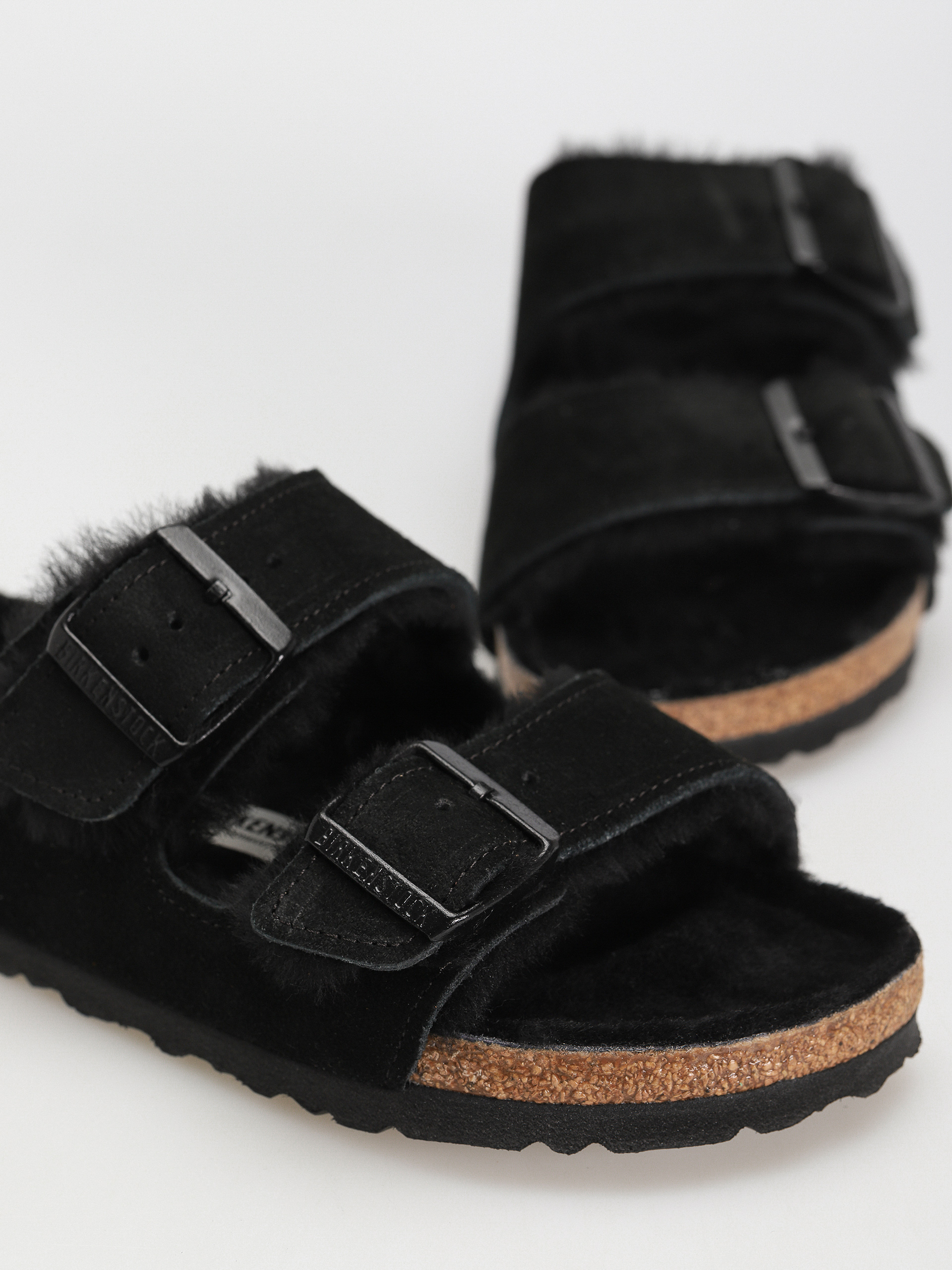 Șlapi Birkenstock Arizona Suede Leather Narrow Wmn (black)